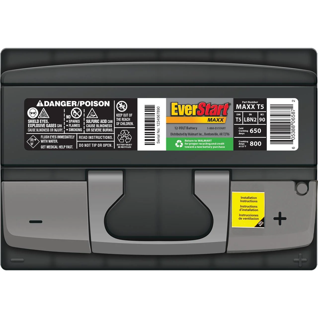 Maxx Lead Acid Automotive Battery, Group Size T5 12 Volt, 650 CCA 95 RC - Image 5
