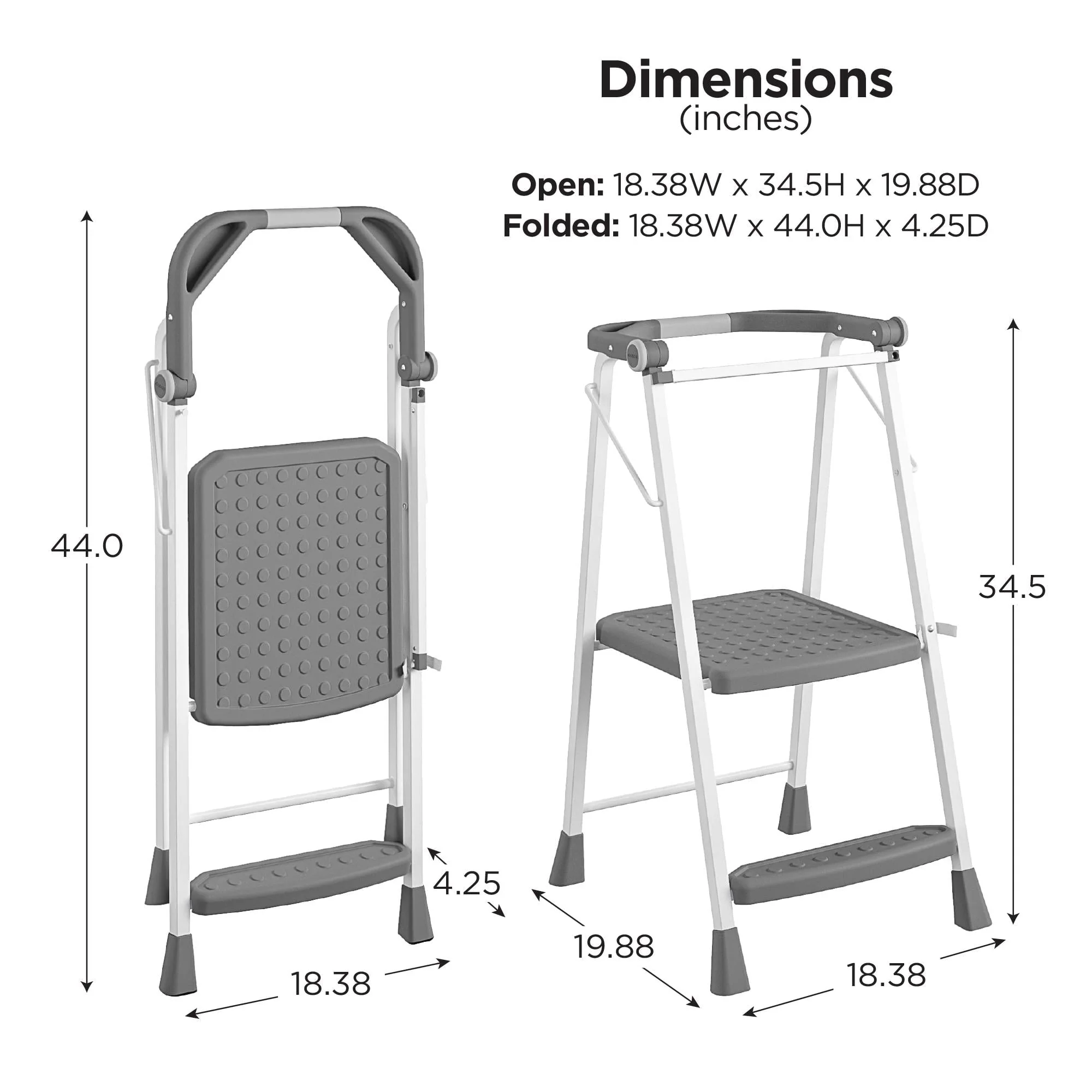 COSCO 2 - Step Kitchen Steppera? Adult Folding Step Stool, Kids Folding Helper (Steel/Resin)