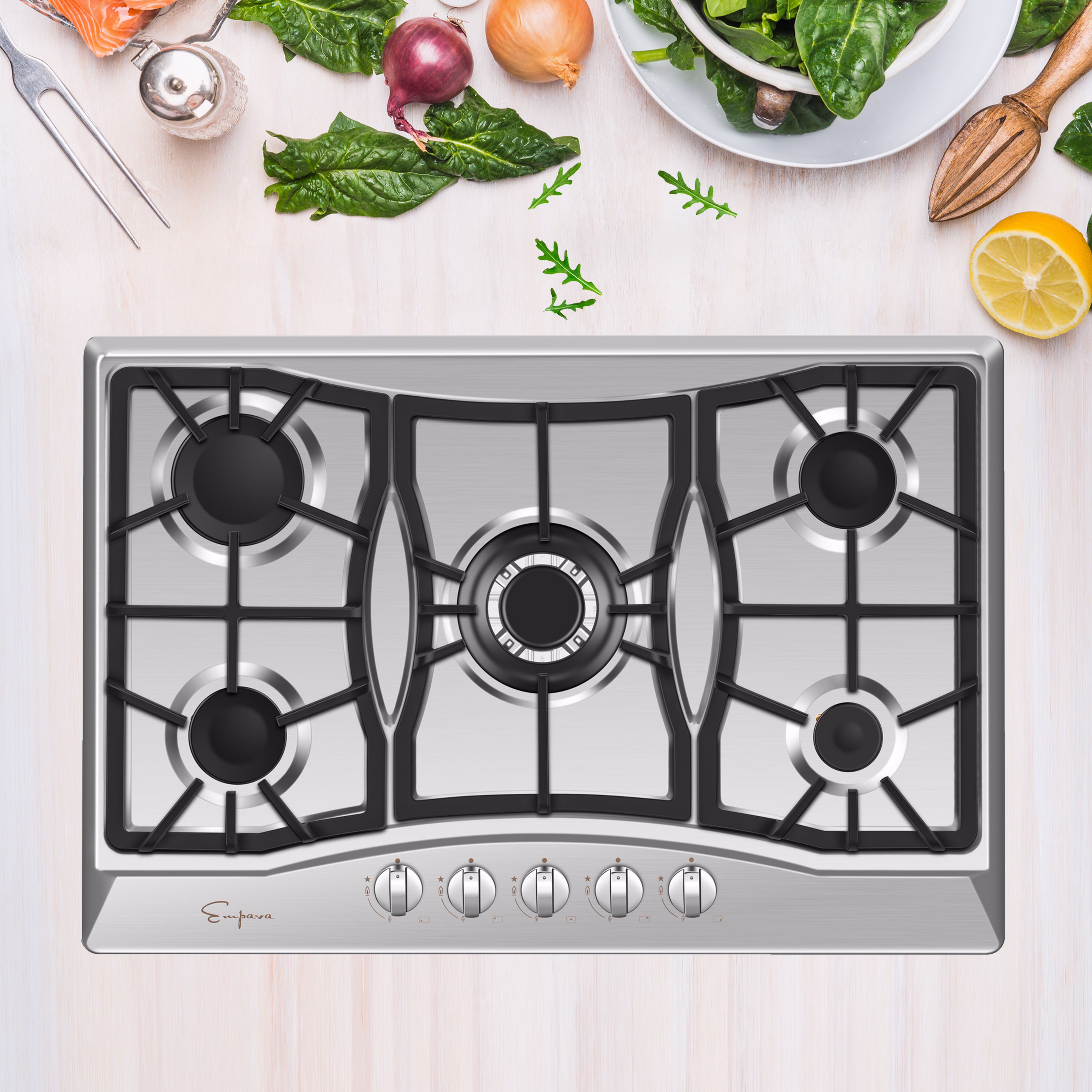 Empava 30'' Built-in Gas Stove Top - Stainless Steel LPG Natural Gas Cooktop - 5 Sealed Burners Empava 30'' Built-in Gas Stove Top - Stainless Steel LPG Natural Gas Cooktop - 5 Sealed Burners