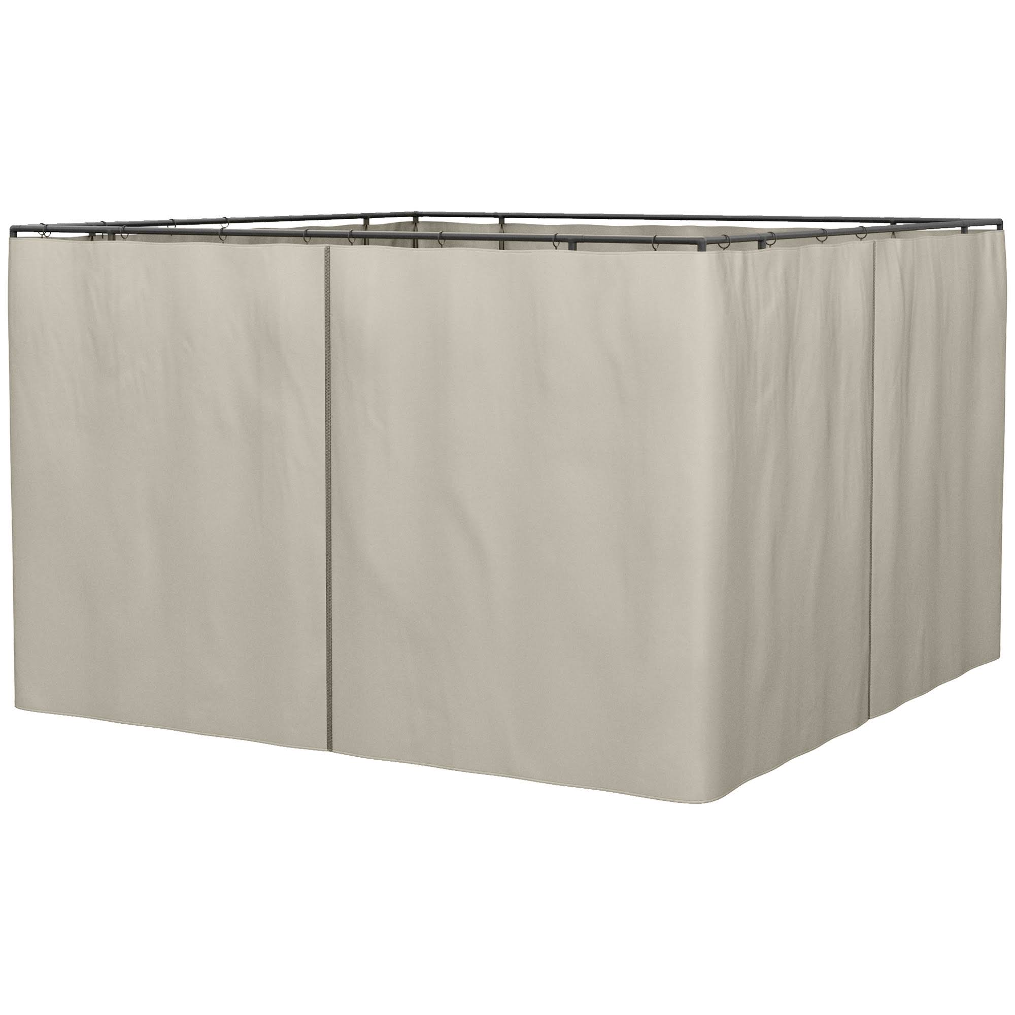 Outsunny 10' x 10' Universal Gazebo Sidewall Set with 4 Panels, 40 Hooks/C-Rings Included for Pergolas & Cabanas, Beige