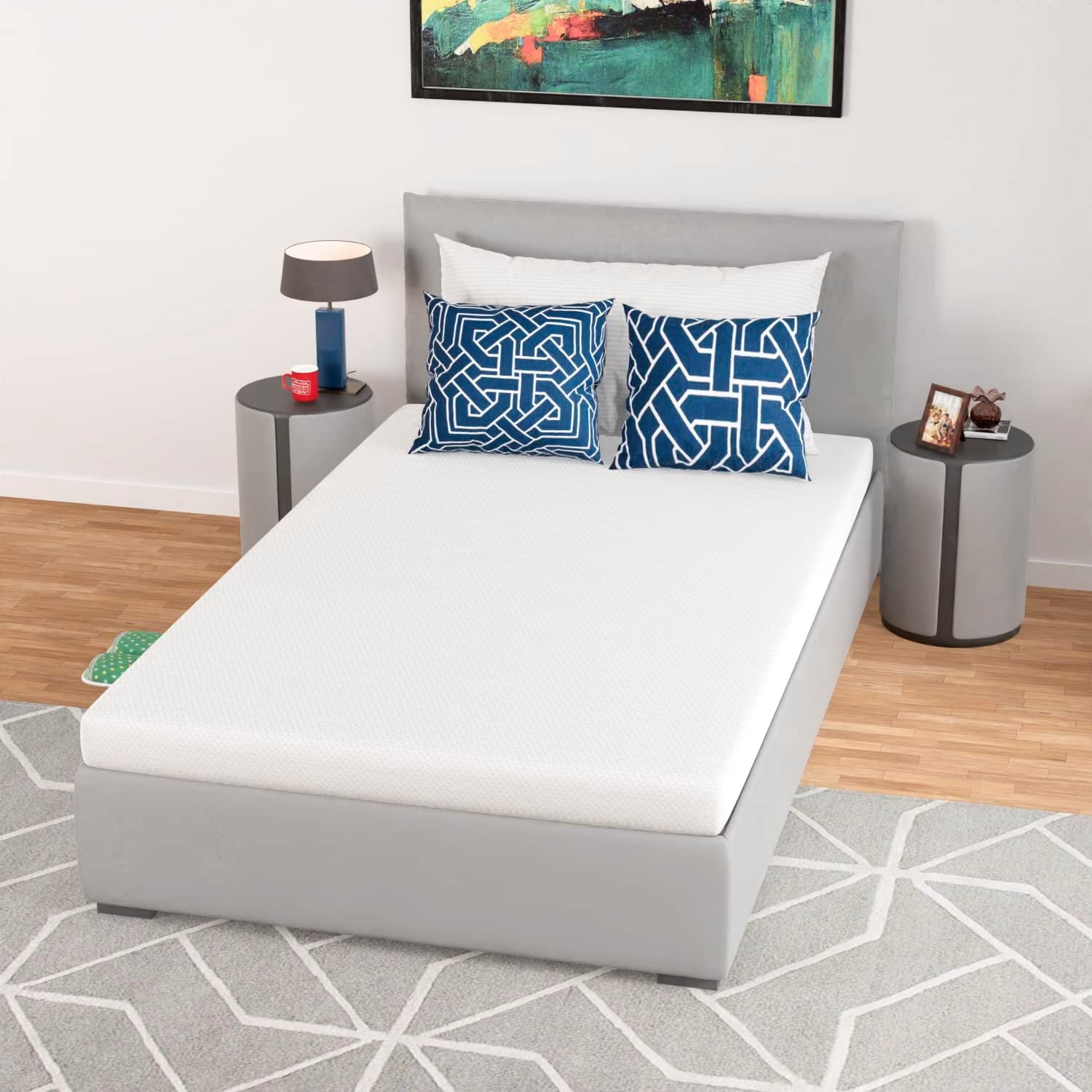 Inch Green Tea Memory Foam Mattress Cooling Gel Infused Mattress.Medium Firm Mattresses CertiPUR-US Certified/Bed-in-a-Box/Pressure Relieving Twin Size.White