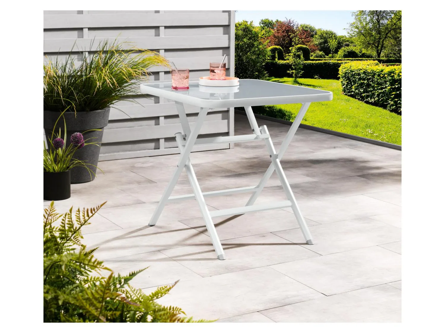 LIVARNO home Table pliante en aluminium Houston, blanc/gris clair