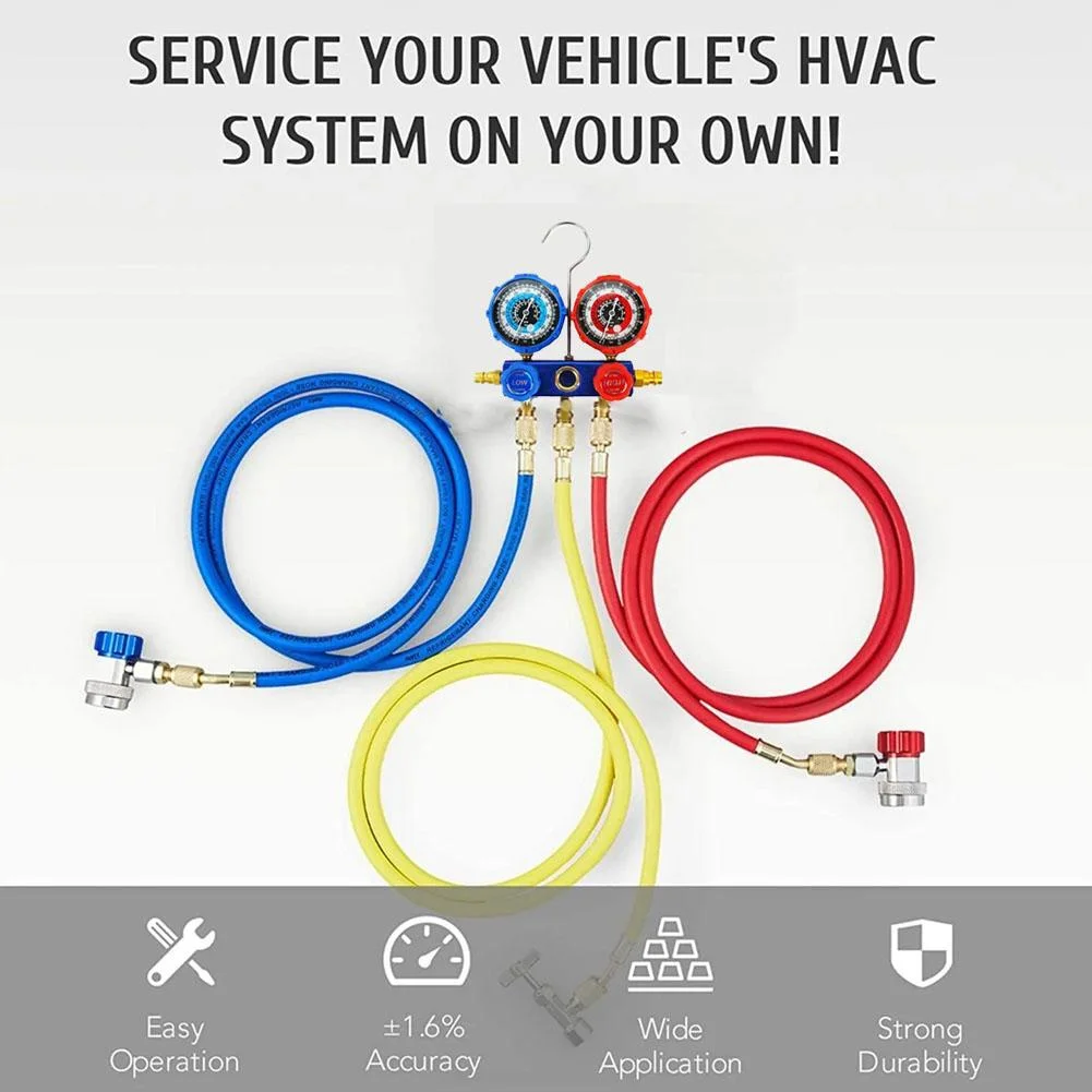 Car Conditioning Pressure Manifold Gauge Hose Kit R22 R-410A R-134a R-404A Tool Conditioner Refrigerant Filling - Image 9