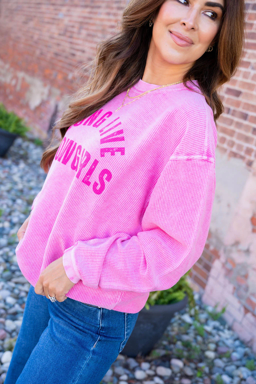 Long Live Cowgirls Ribbed Graphic Crewneck