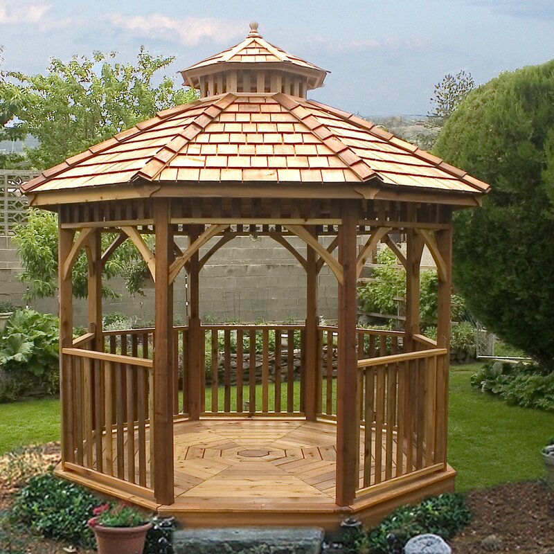 Gazebo de patio en cèdre Bayside de 3 m de large x 3 m de profondeur