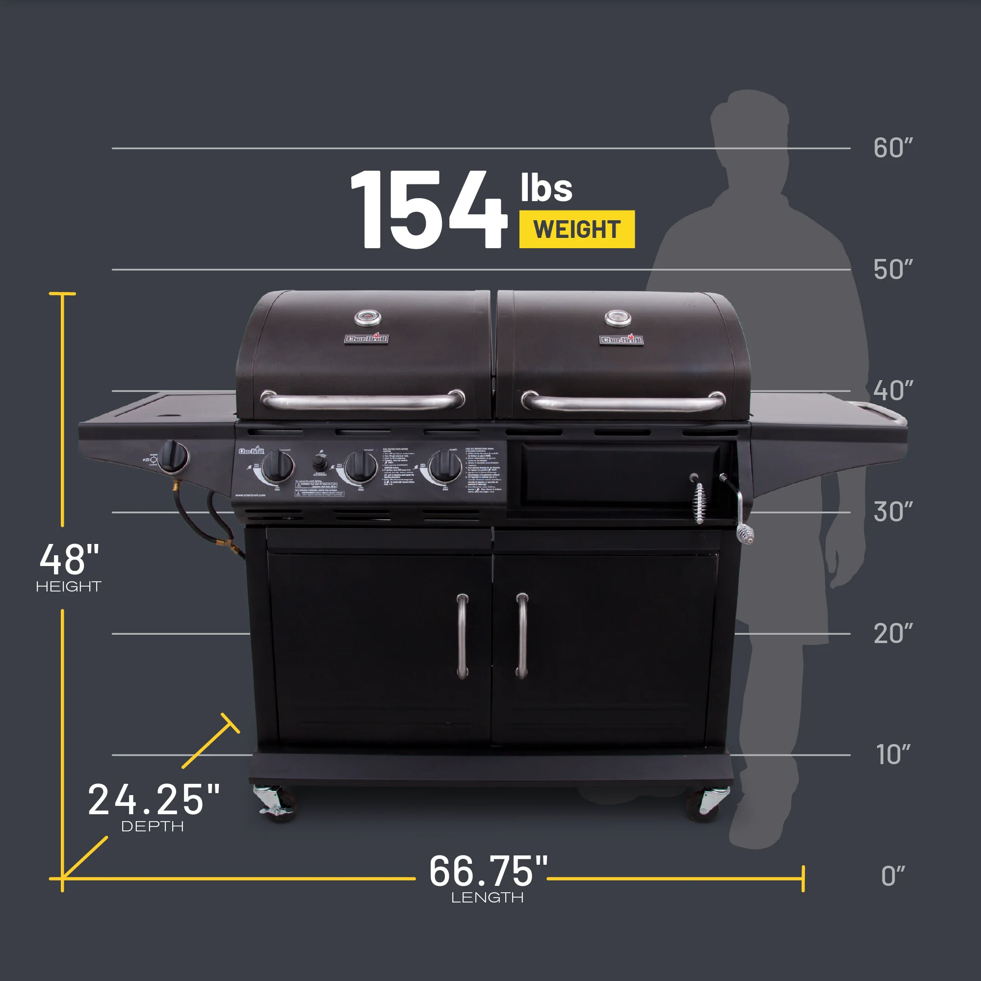 Deluxe Charcoal Gas Combo Grill(Black) - Image 7