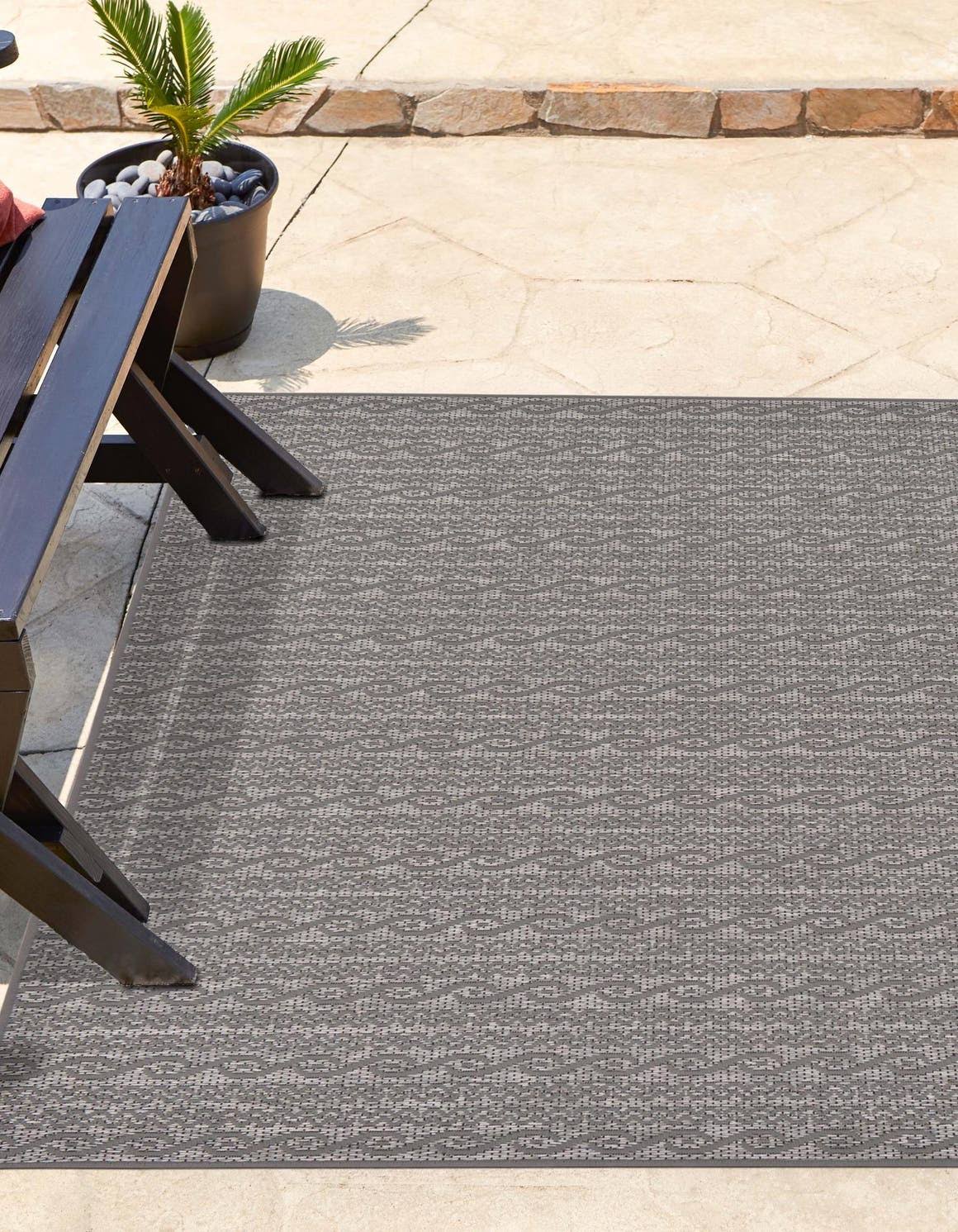 Unique Loom Outdoor Links Area Rug (6' x 6' Square - Gray)