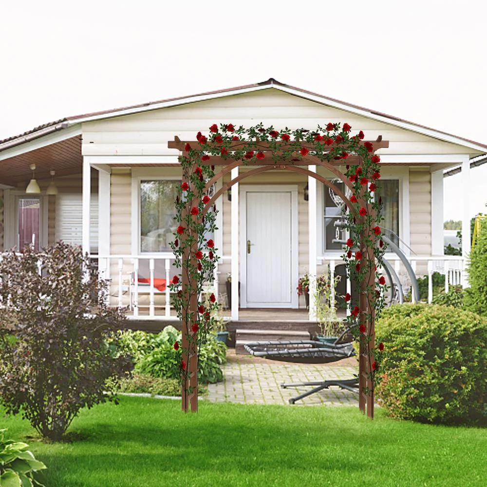 Outdoor Wooden Garden Arbor for Climbing Plants Dark Brown - Image 3