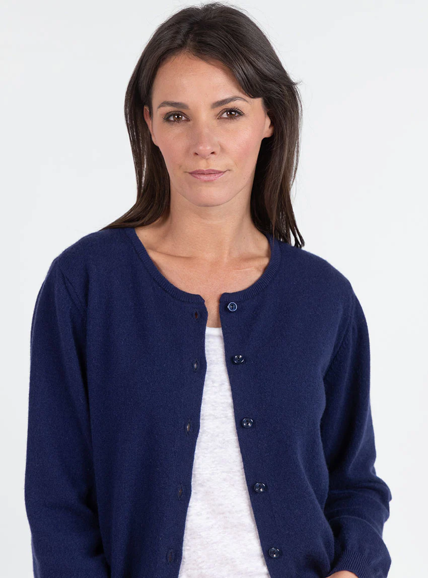 Cardigan femme en cachemire marine chic