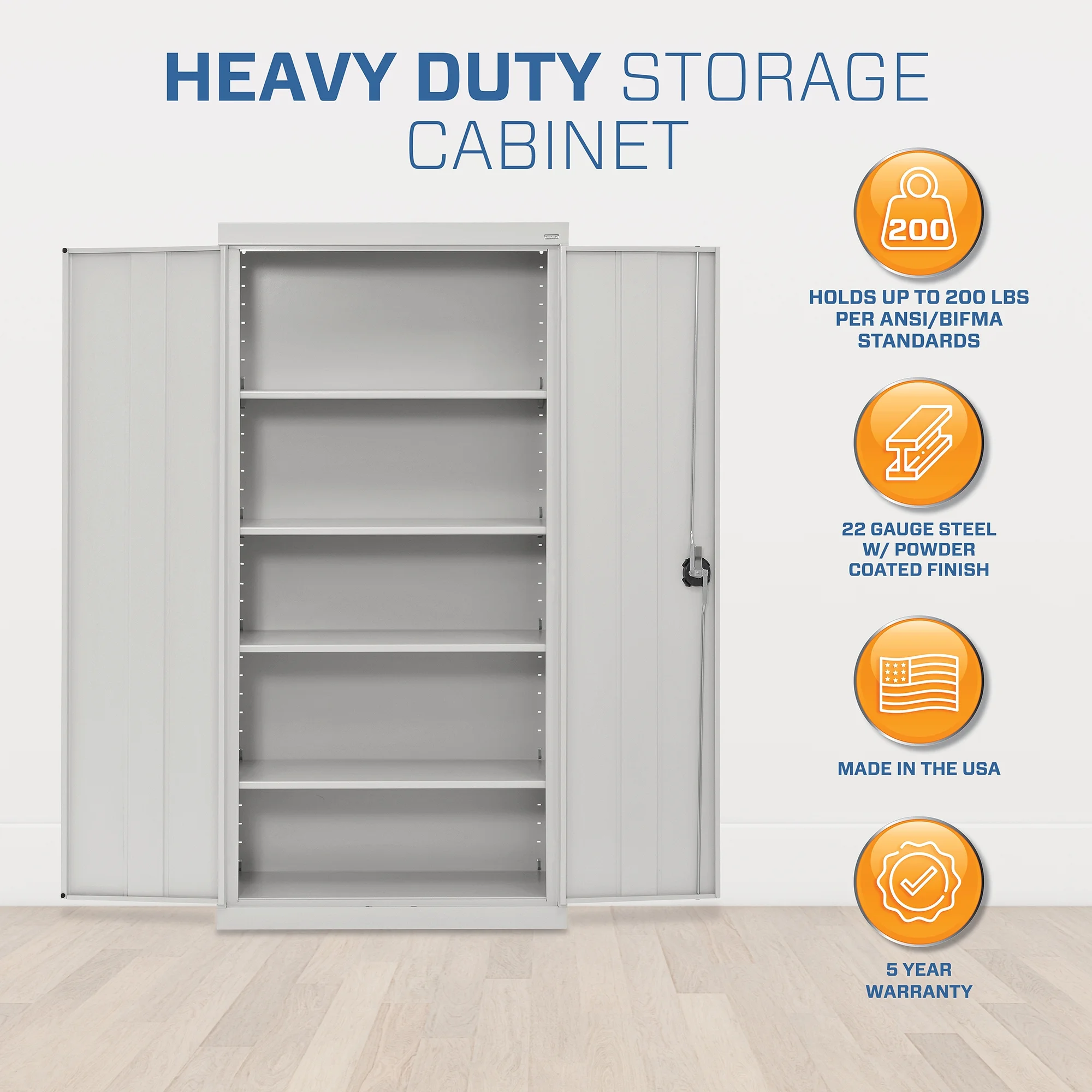 Elite Series Steel Freestanding Garage Cabinet in Dove Gray (36 in. W x 72 in. H x 18 in. D)(Dove Gray) - Image 8
