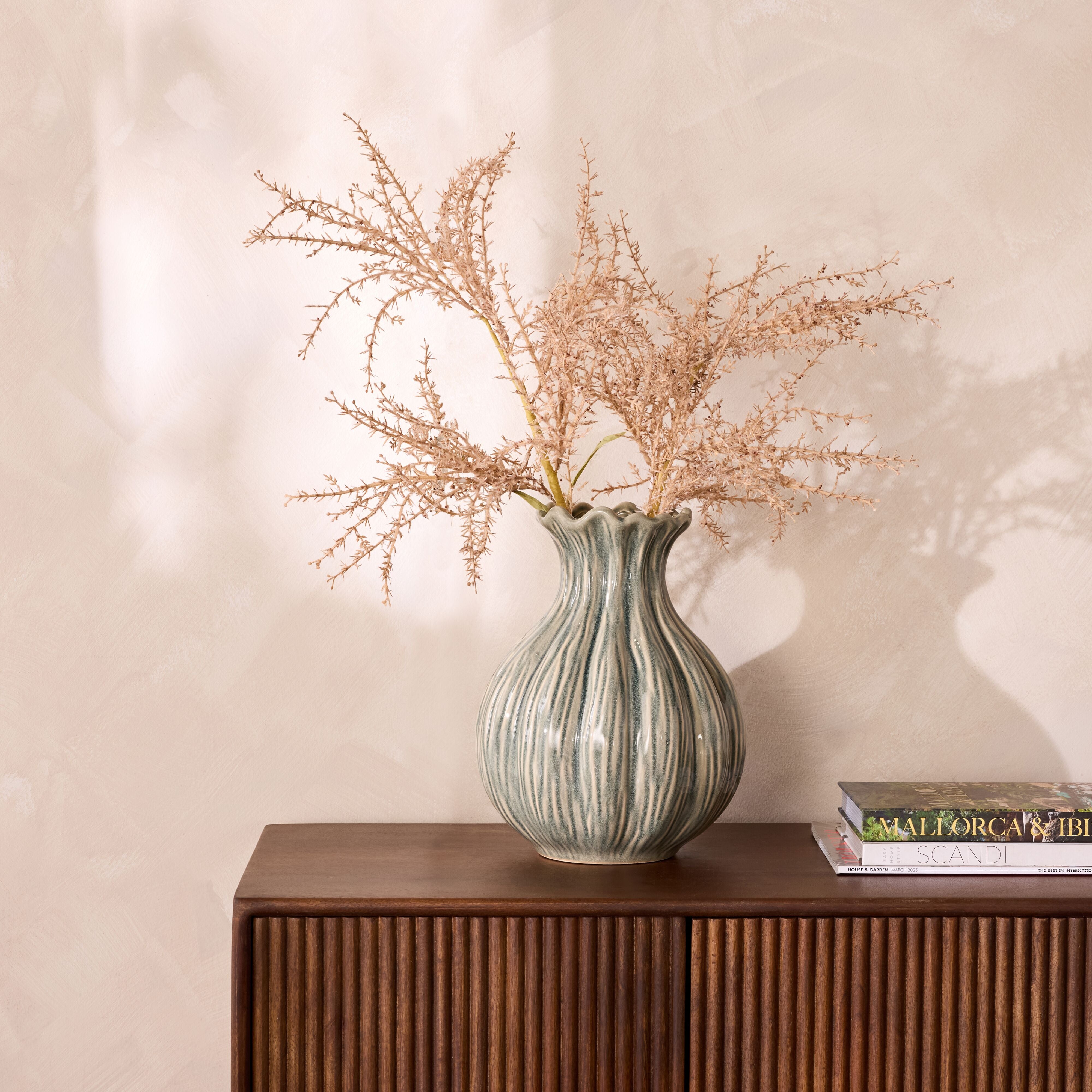 Garden Delights Ceramic Fluted Vase
