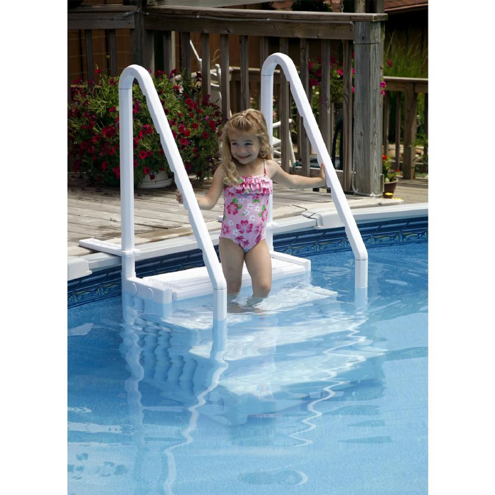 Antigua Step Ladder with Handrails for Above Ground Pools, White(Inpool Step) - Image 4