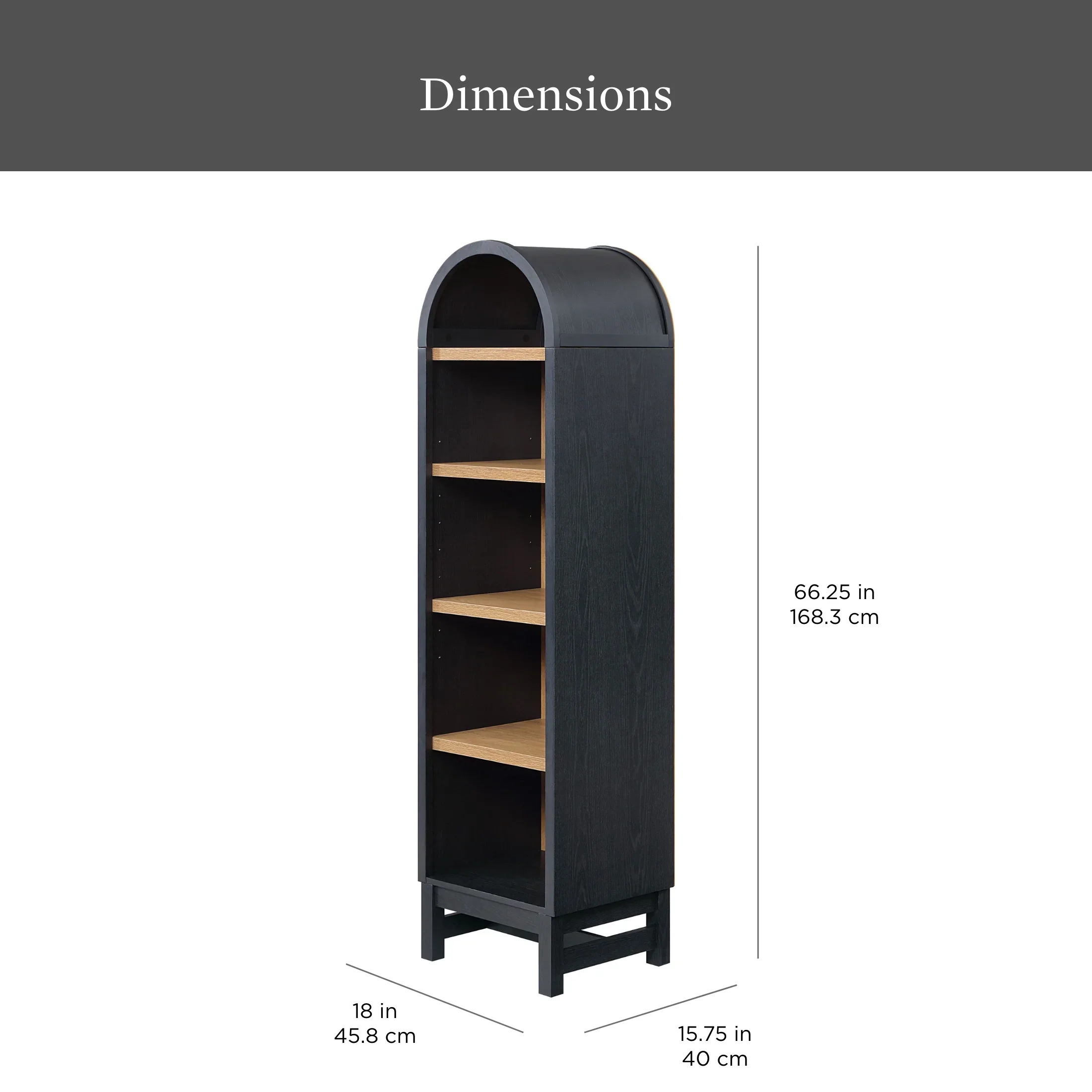 Better Homes & Gardens Juliet Narrow Arch Bookcase, Deep Green and Light Honey