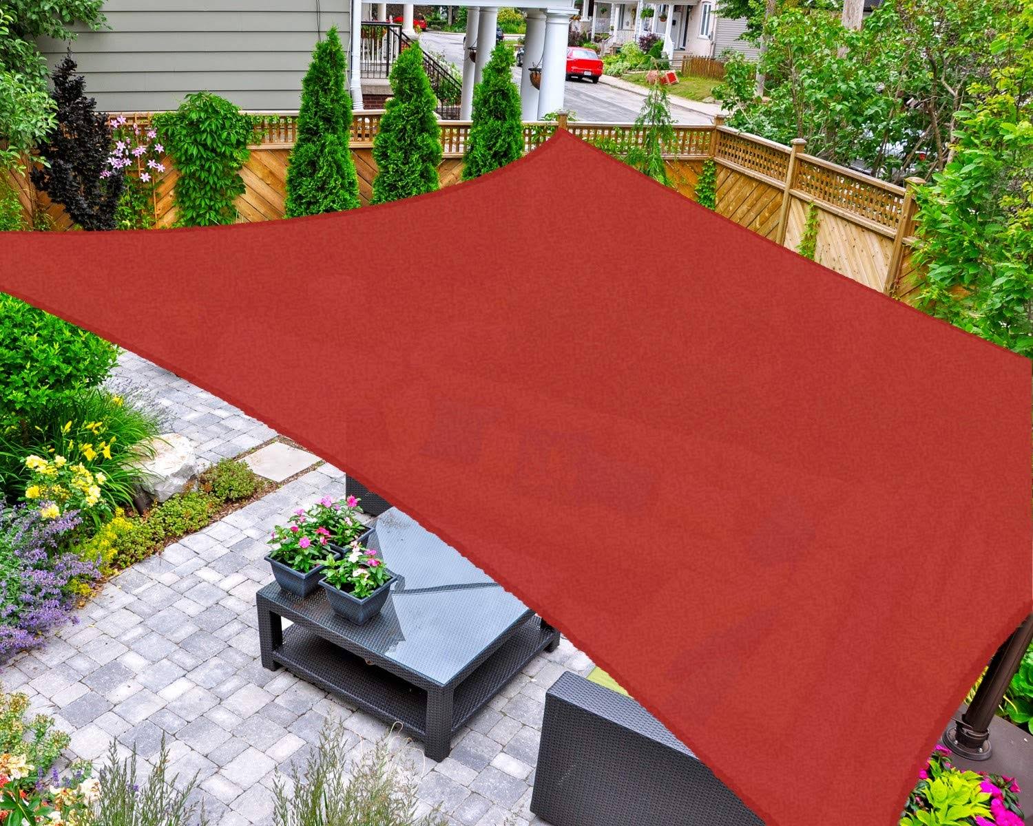 Asteroutdoor Sun Shade Sail Rectangle 12' x 12' UV Block Canopy for Patio Backyard Lawn Garden Outdoor Activities, Terra