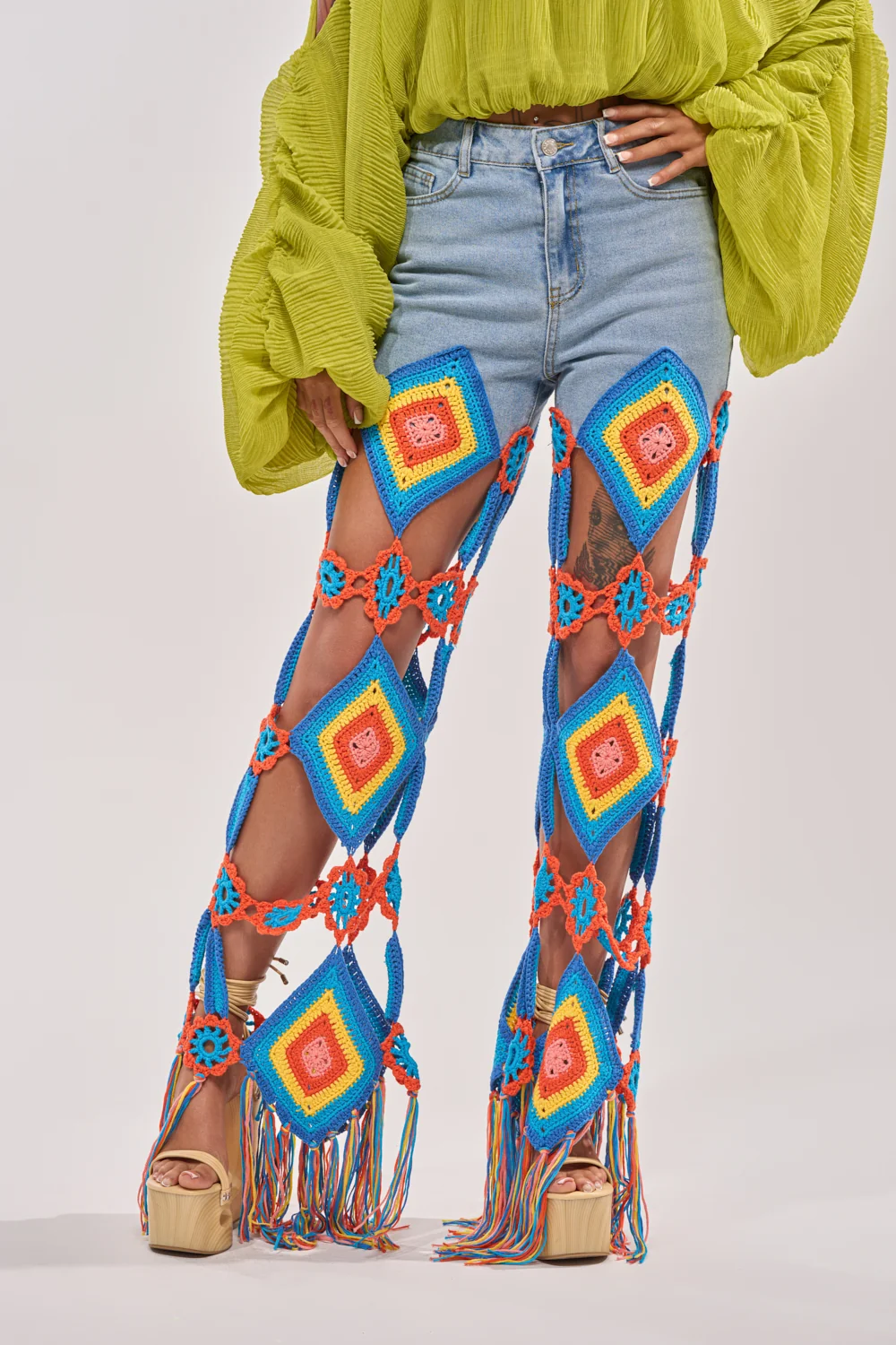 OUT OF OFFICE CROCHET DENIM JEANS - Akira Store