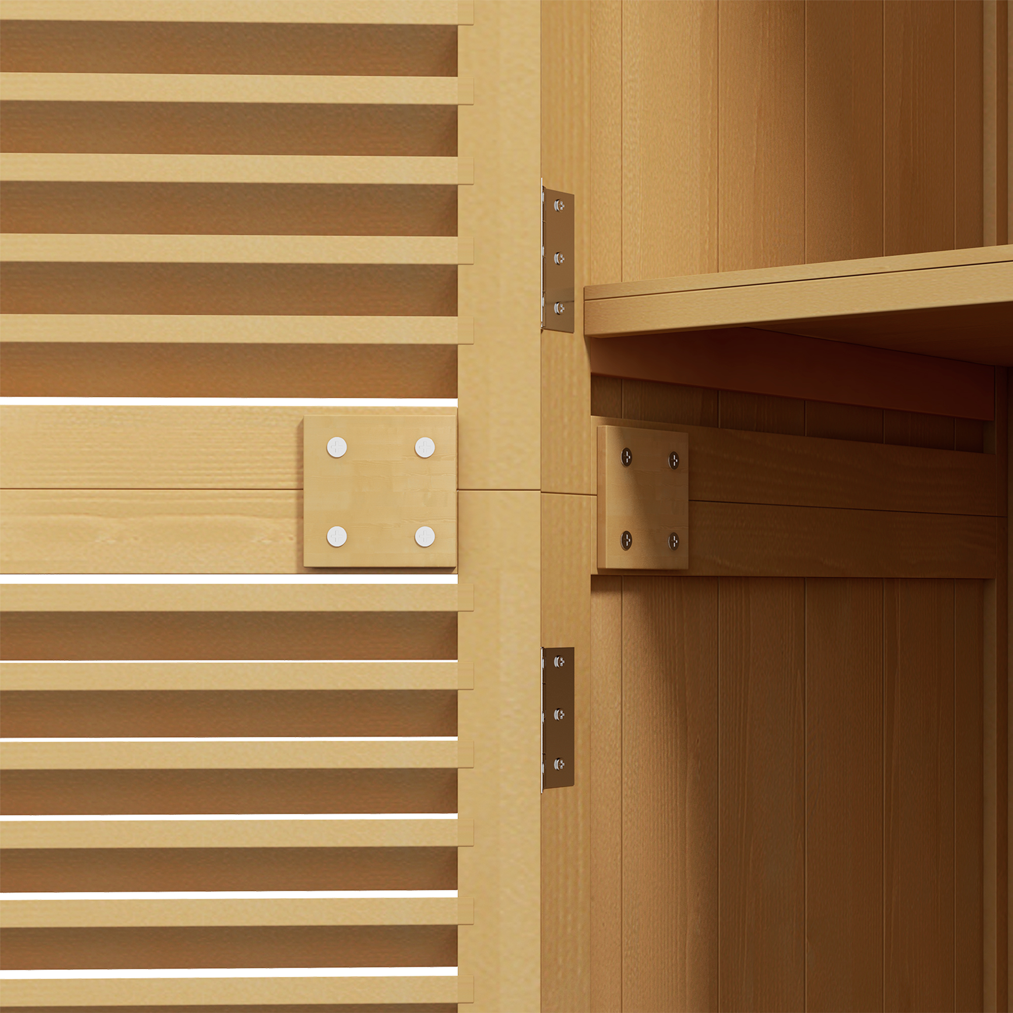 Outsunny Weerbestendige Tuinkast, 2 Deuren met Slot, Grenenhout, 87L x 46,5B x 160H cm, Lichtgeel