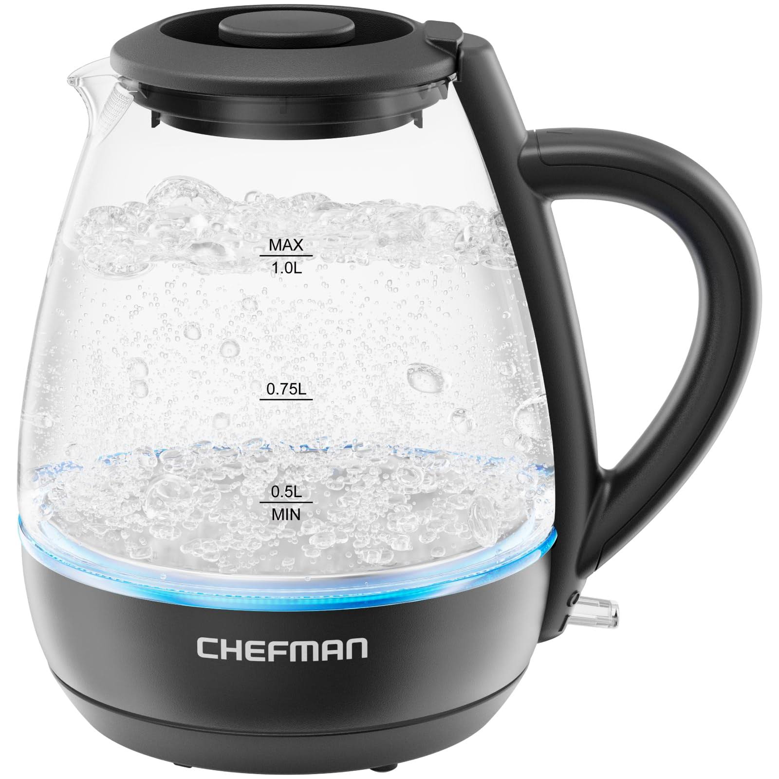 Chefman 1-liter Electric Glass Kettle Black