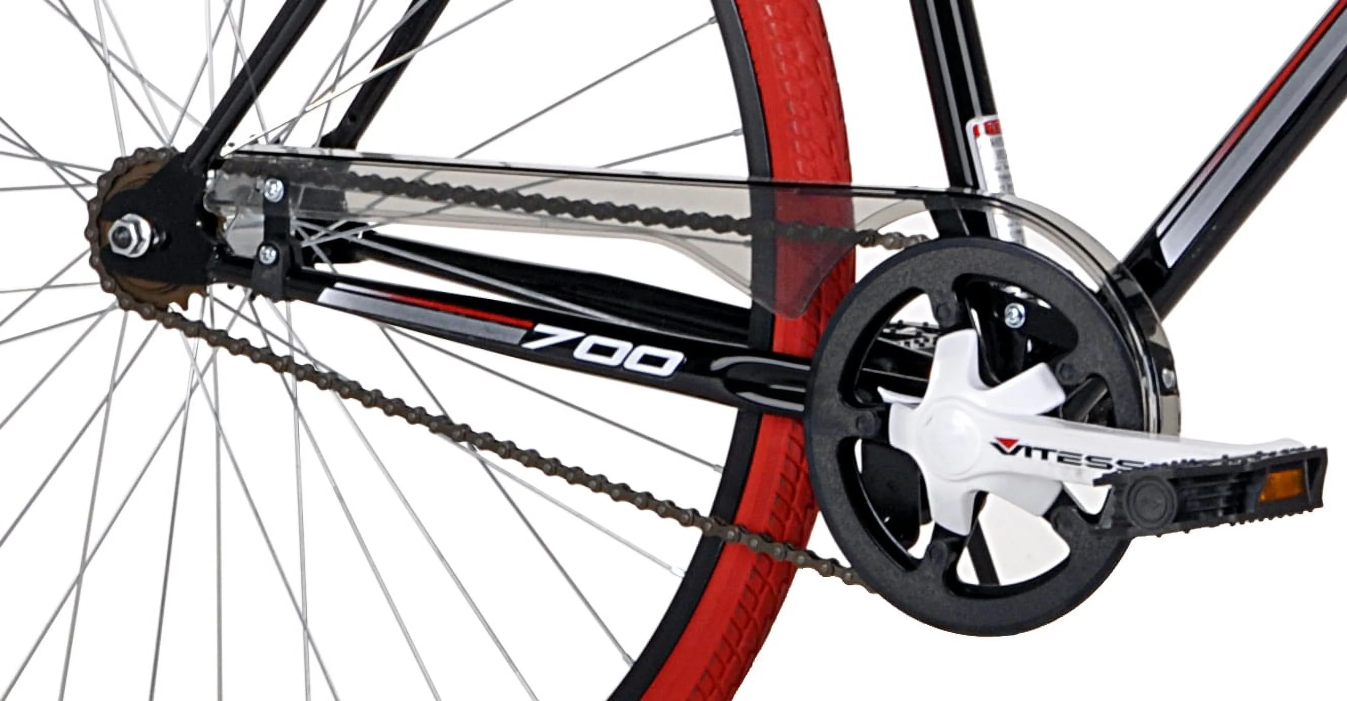 700c Fixie Men's Bike, Adult, Ages 13 and Up, Black/Red(Black) - Image 4