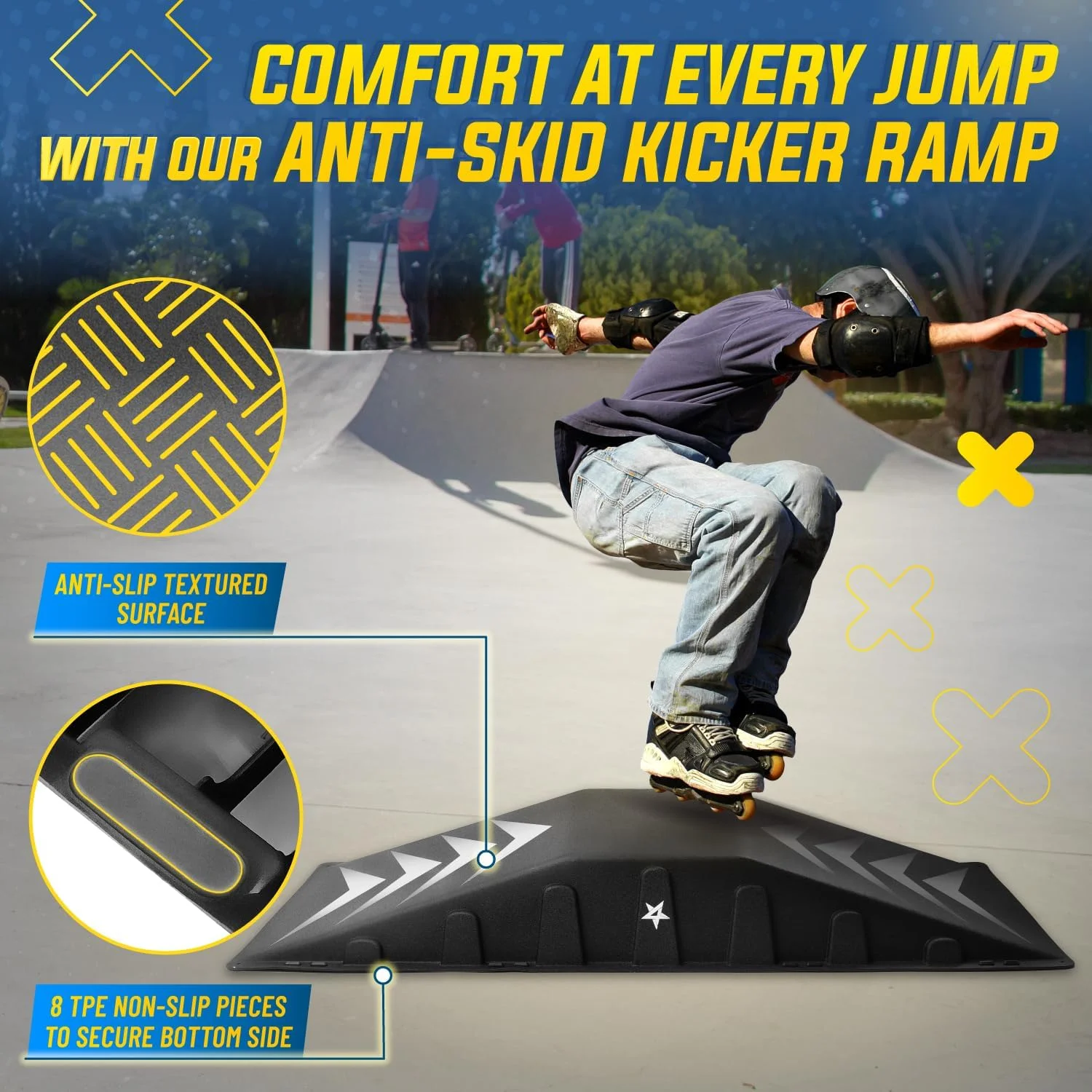 Single-Piece Skateboard Ramp, Bike Ramp, Skate Ramp Design for Beginners, More Durable, Safe, Capacity 220Lbs - Image 4