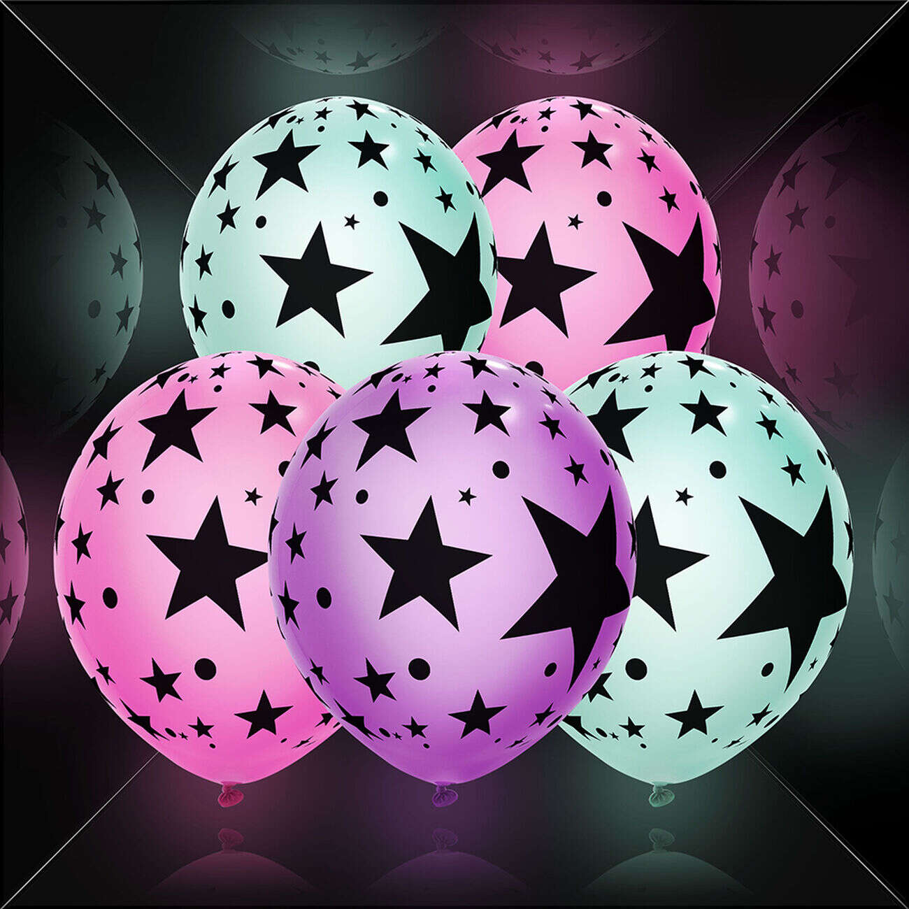 Ballon lumineux LED Illooms motifs étoiles x5