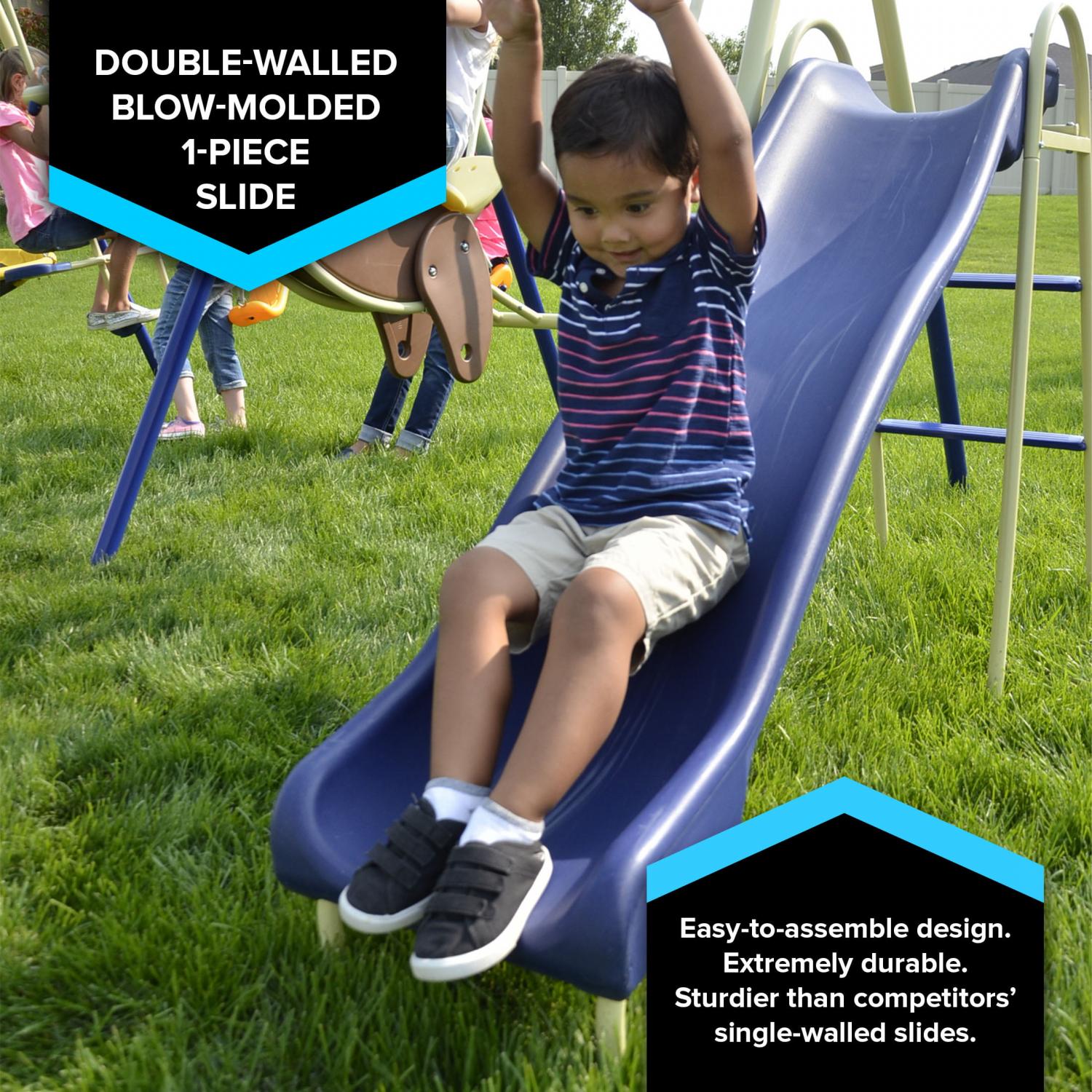 Sportspower Super 8 Metal Swing Set. Rocking Horse. Saucer Swing. Glide Ride. Two Swings and Slide