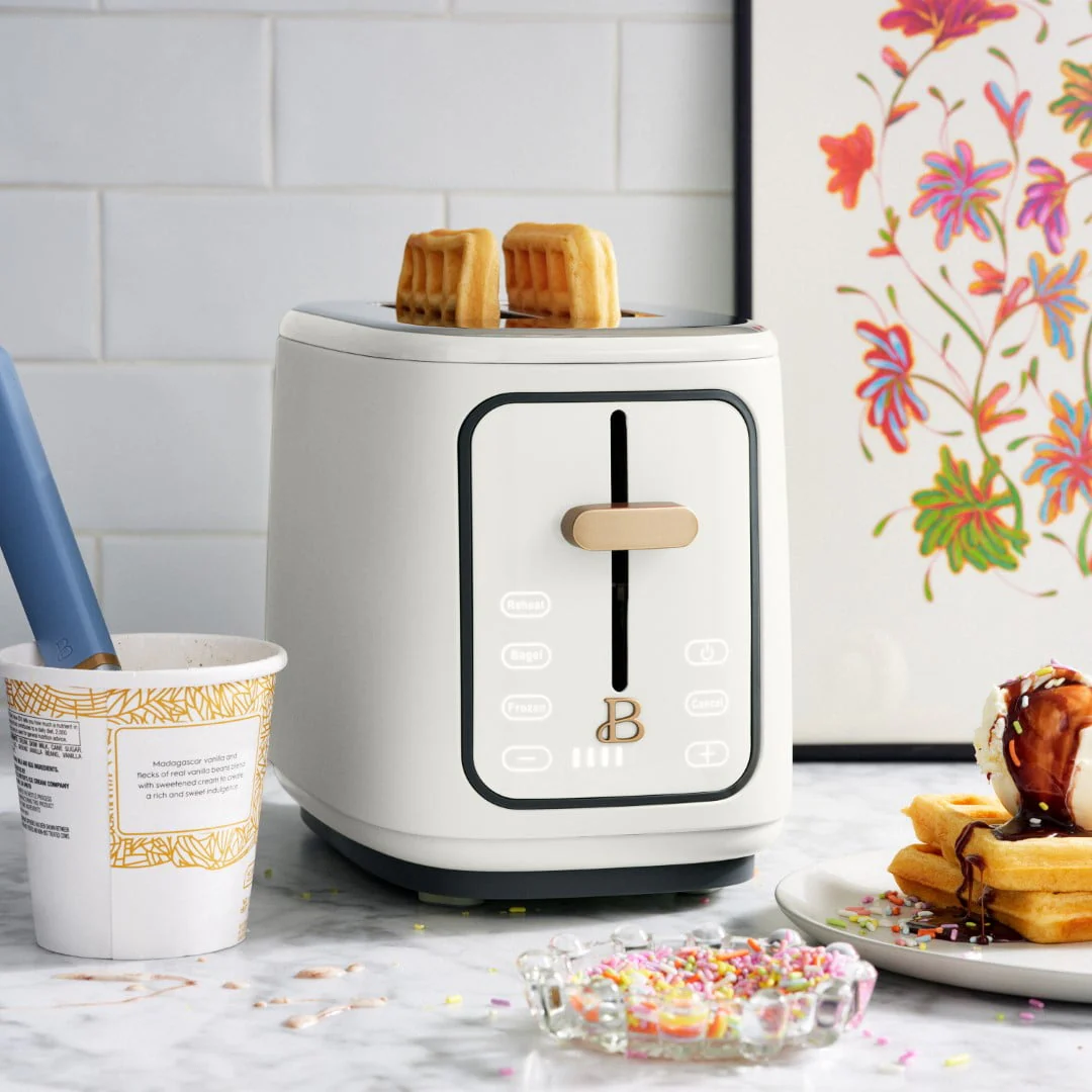 Beautiful 2 - Slice Toaster with Touch - Activated Display, White Icing by Drew Barrymore