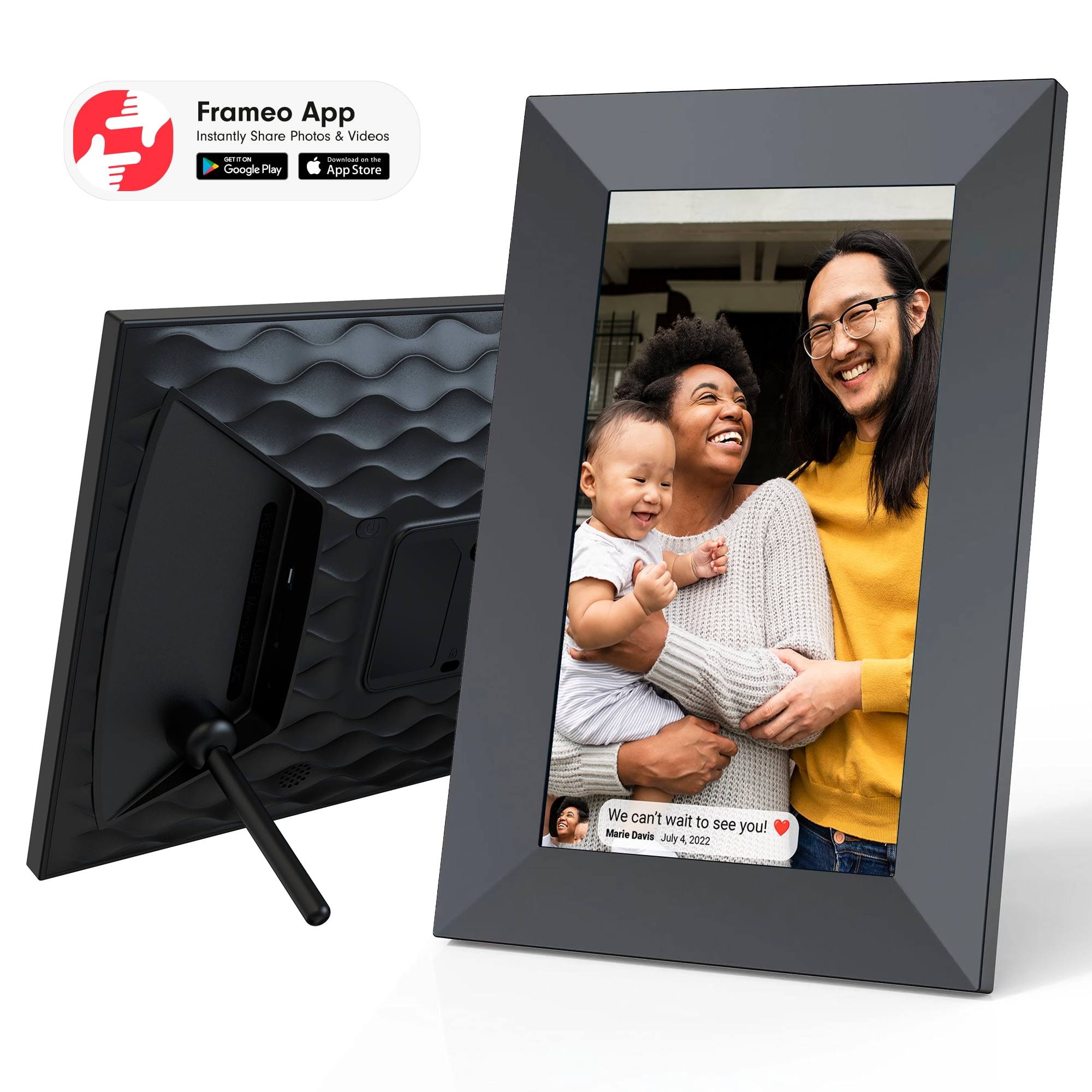 Onn 10 Wi-Fi Digital Picture Frame | Send Photos & Videos Instantly Via The Free Frameo App, 100096733