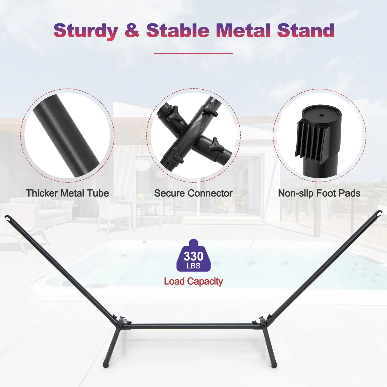 Tangkula Hammock with Stand, 10.5Ft Space Saving Steel Hammock Stand with Cotton Hammock & Carrying Bag