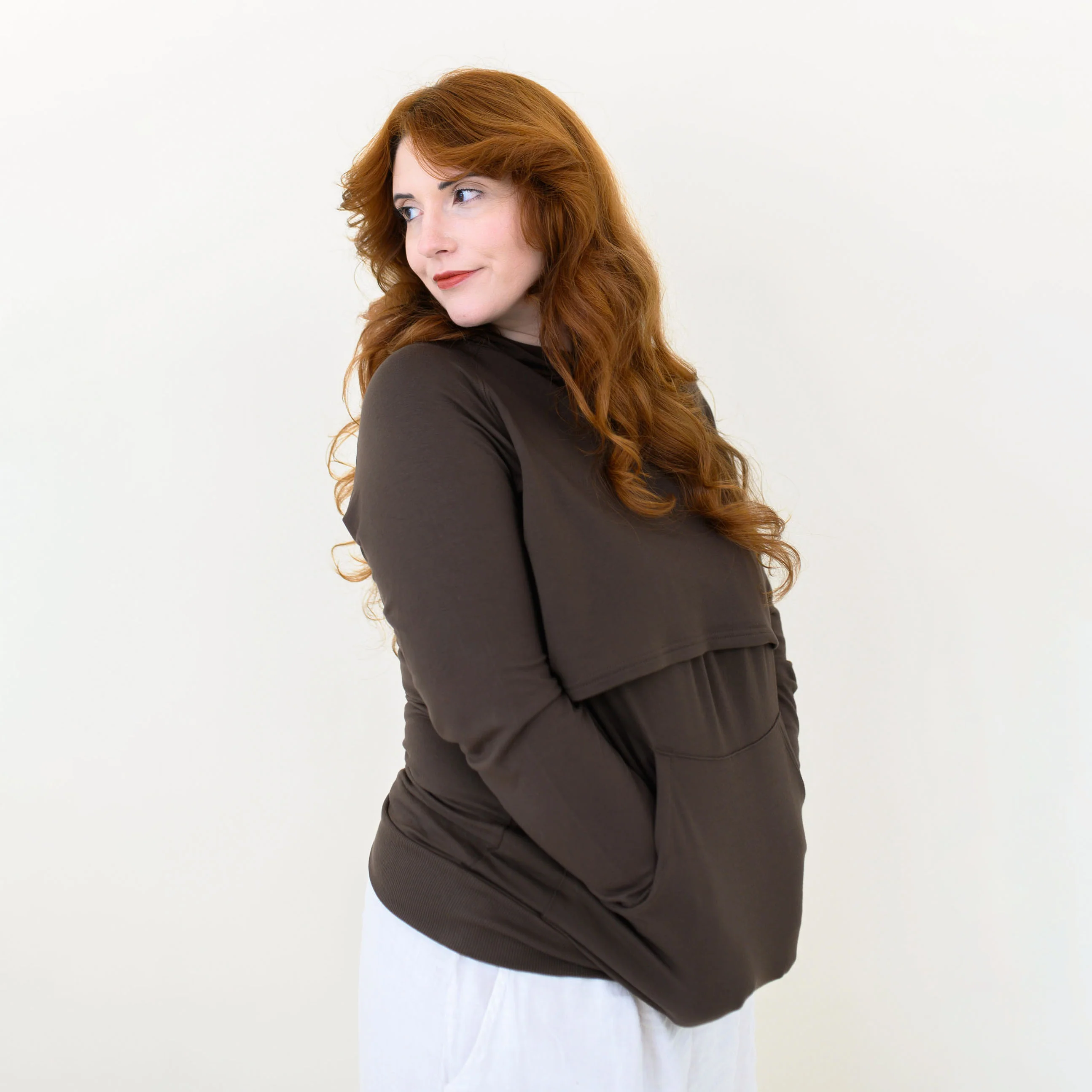 Women's French Terry Nursing Hoodie in Espresso