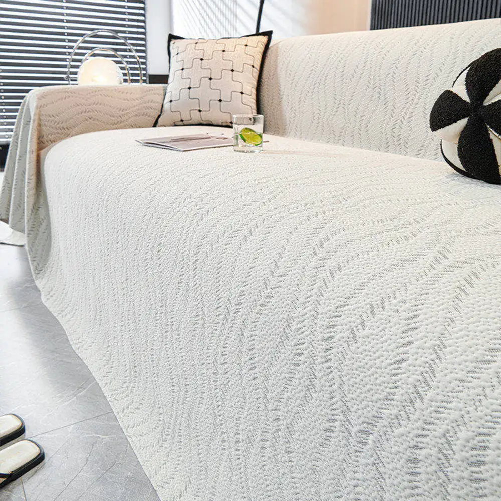 Leaf Pattern Cooling Ice Silk Sofa Protection Large Blanket Couch Cover