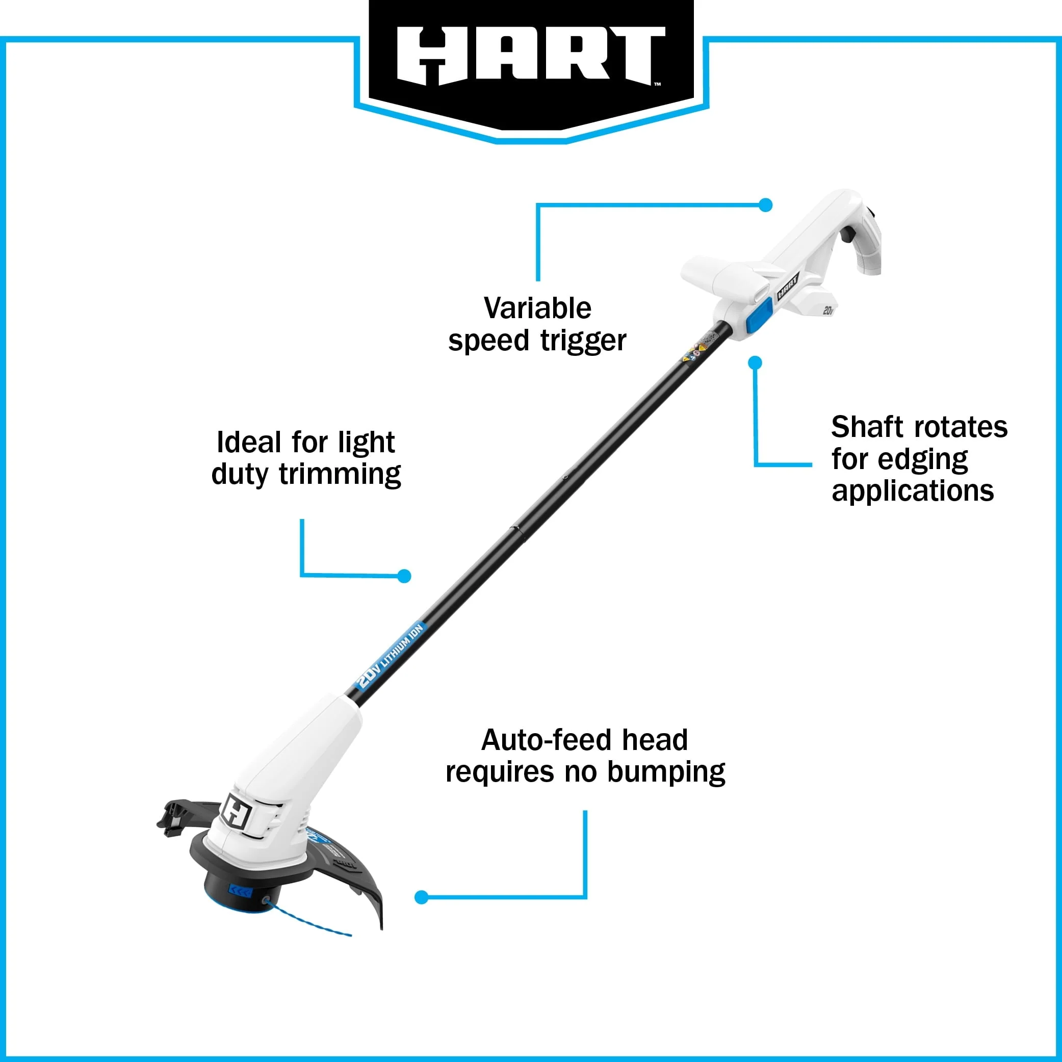 20 Volt 10 inch String Trimmer/Bazooka Leaf Blower Combo Kit, (1) 2 0Ah Lithium Ion Battery Image 9