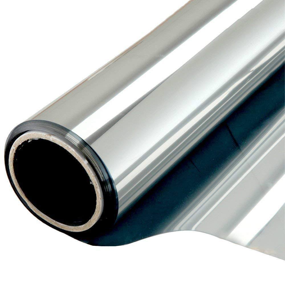WPCTEV Window Film One Way Mirror Film Daytime Privacy Static Non-Adhesive Decorative Heat Control Anti UV Window Tint for Home and Office Silver 6
