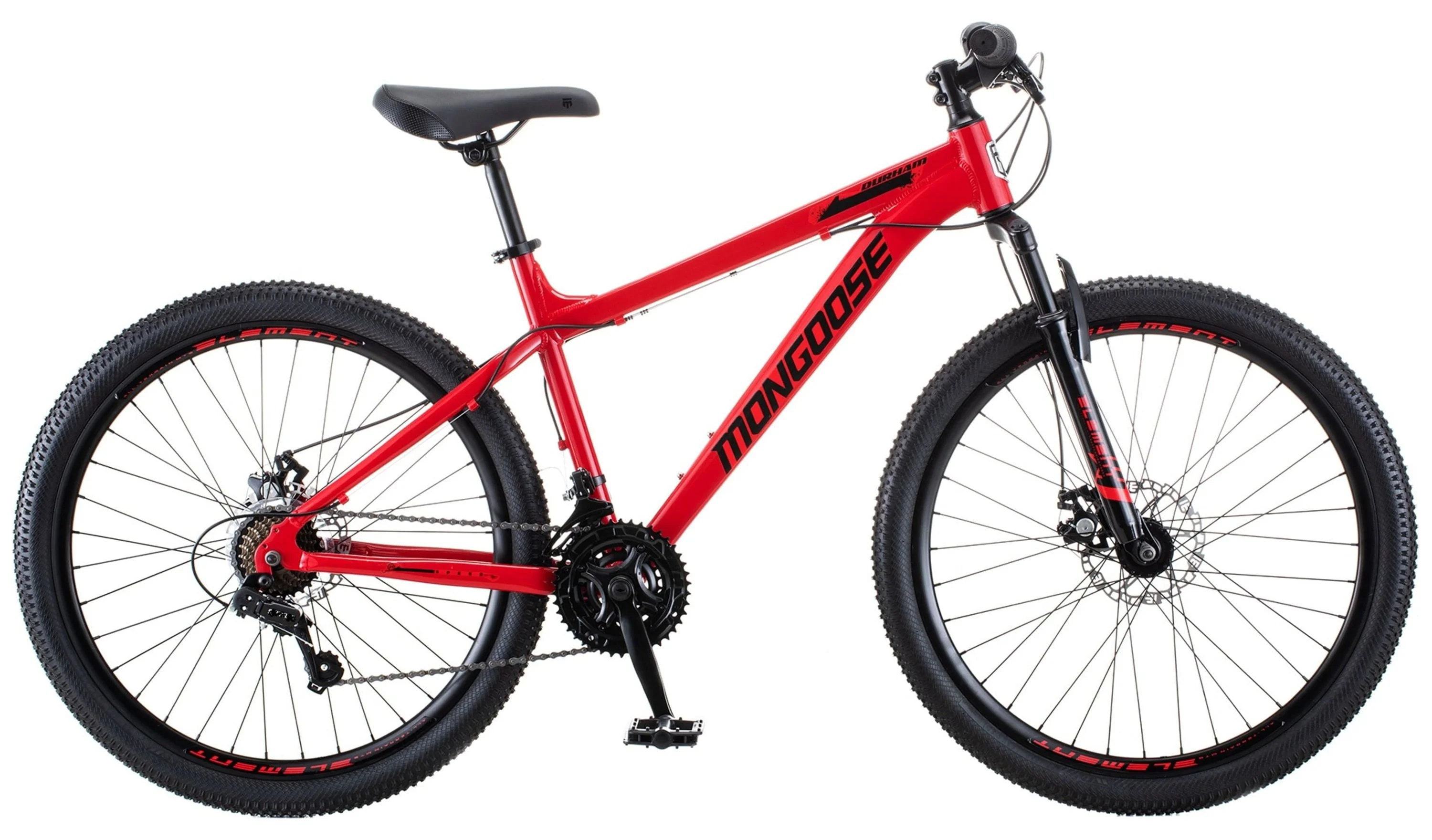 Mongoose 26 - In. Durham Unisex Mountain Bike, Red and Black, 21 Speeds