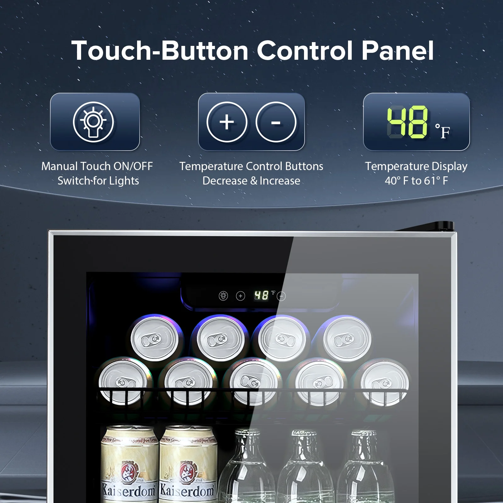 126 Can Beverage Refrigerator and Cooler with Glass Door for Home/Office/Bar-Black(3.2 cu ft) - Image 2