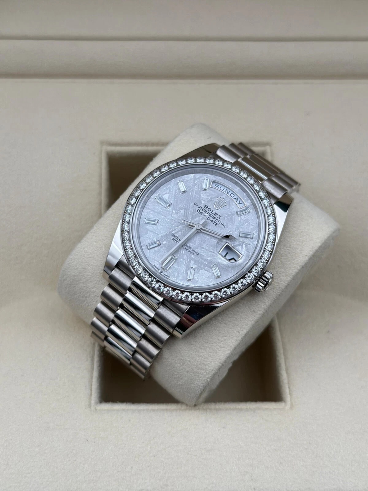 [Super Clone]RLX  Day-Date 40mm 228349RBR-0040 Meteorite Dial President Bracelet