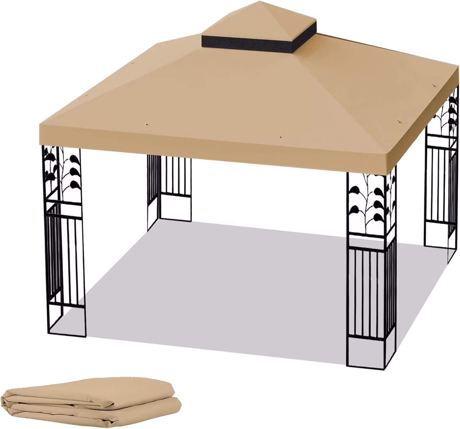 10x10 Ft Gazebo Canopy Replacement Cover, Double Tiered Gazebo Replacement Top (Coffee)(Coffee) - Image 5