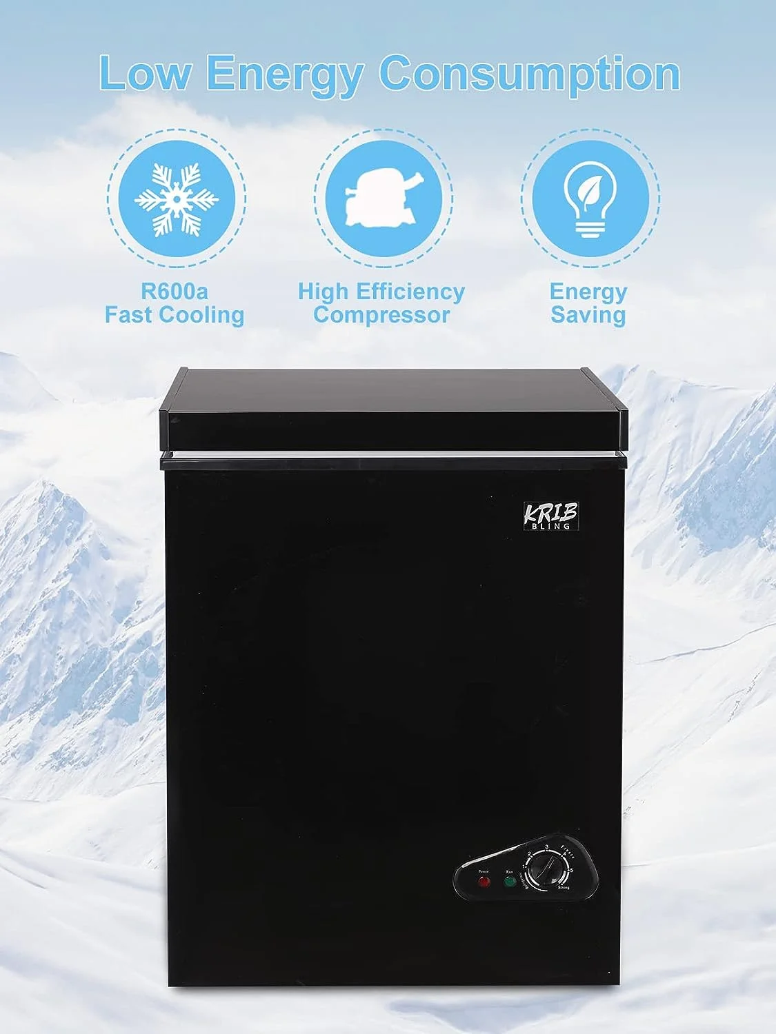 GGTB 3.0 Cu.ft Chest Freezer Top Open Door Compact Freezer with Adjustable Temperature Black