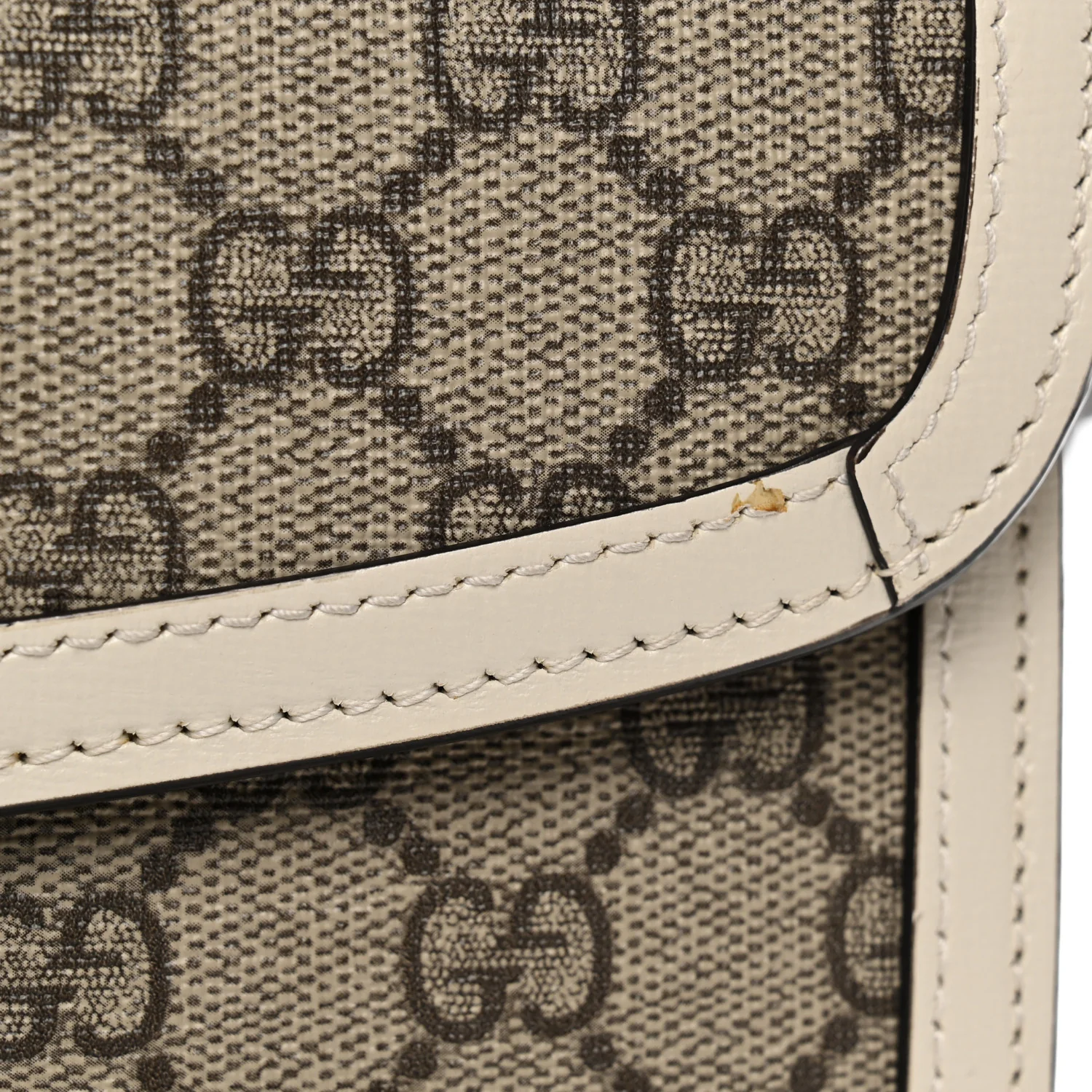 GG Supreme Monogram Horsebit 1955 Shoulder Bag Beige Mystic White