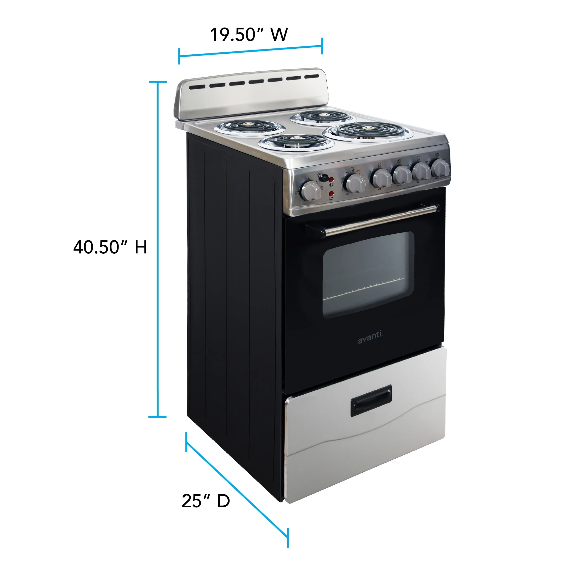 20" Electric Range Oven with Framed Glass Door, in Stainless Steel (ERU200P3S)(2 1 cu ft /White) Image 4