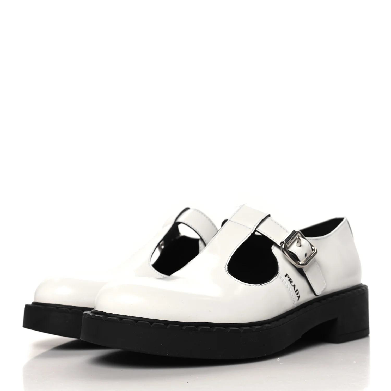 Spazzolato Womens Mary Jane T Strap 40mm Loafers 39.5 White