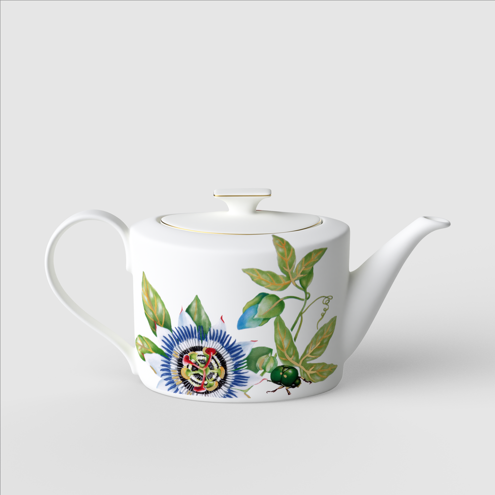 Amazonia Teapot - Multi-colored, 40.6 oz, Premium Bone Porcelain