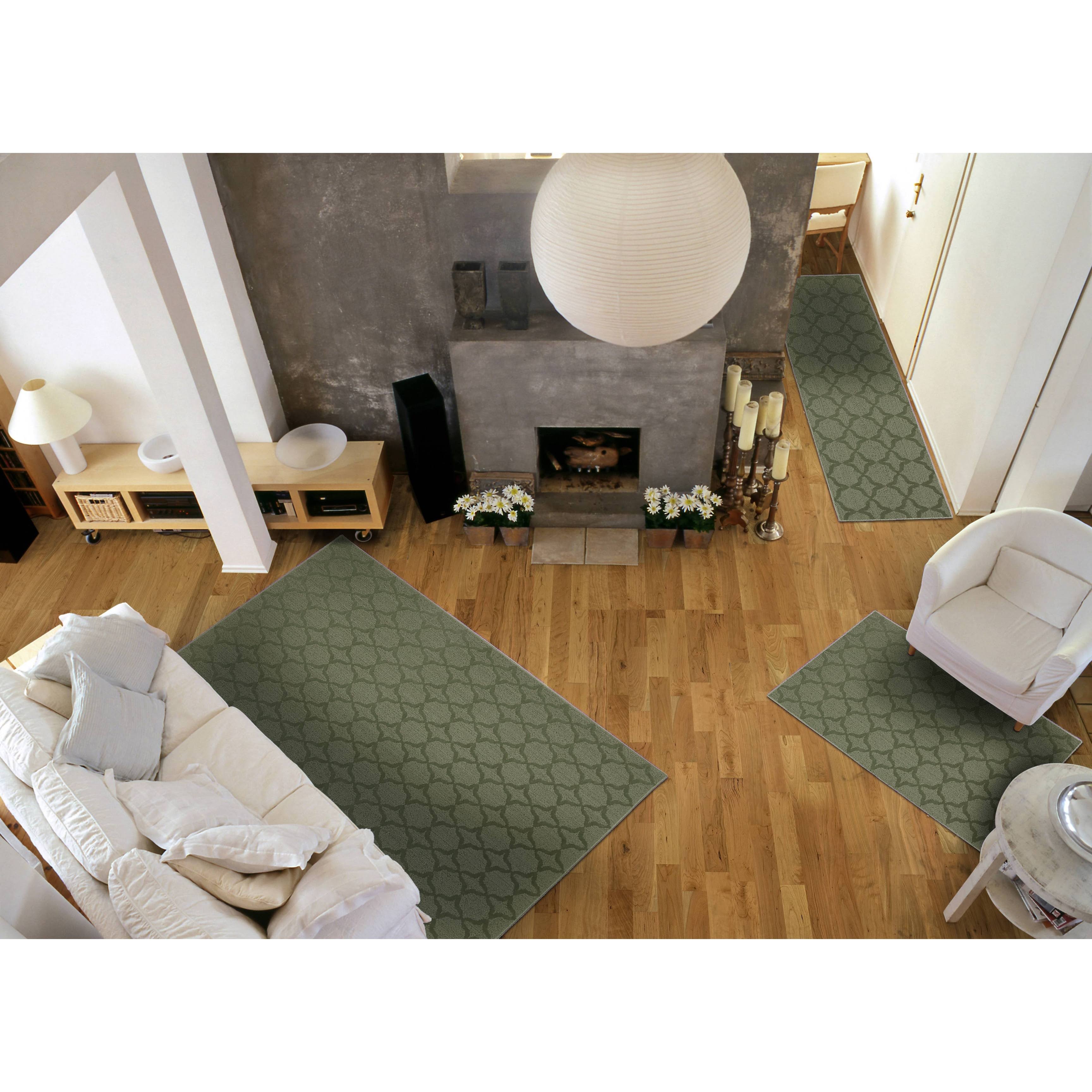 Garland Rug Sparta Sage 5 ft. x 7 ft. 3-Piece Rug Set Green