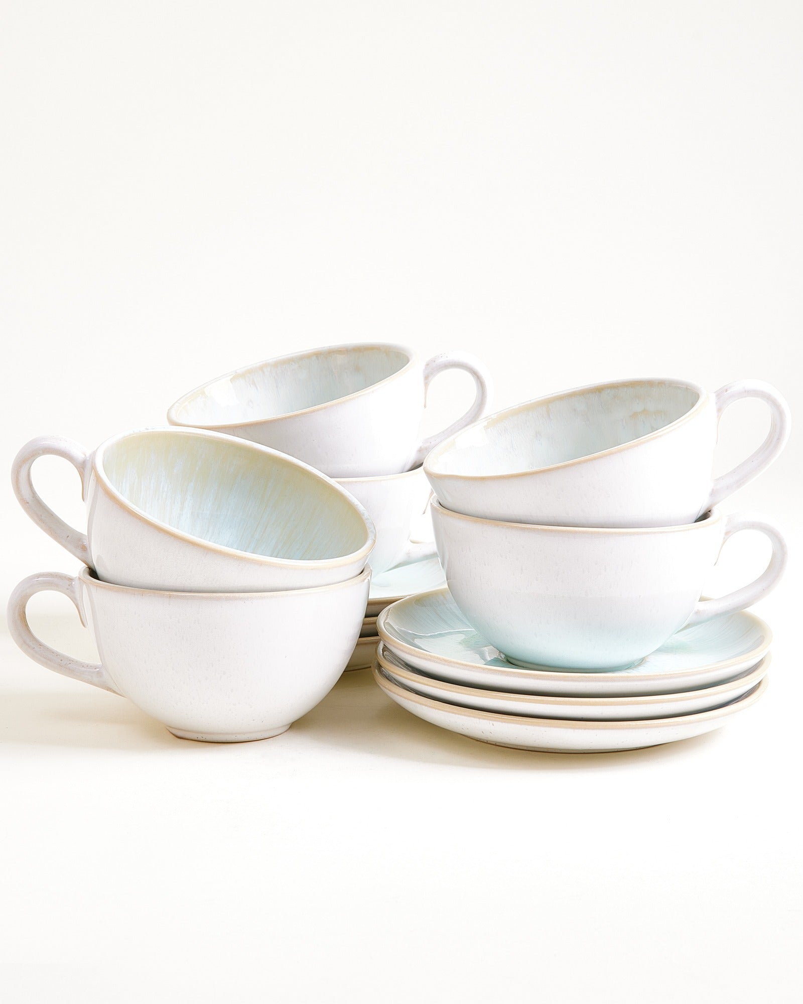 AREIA - LARGE TEA MUG & SAUCER CLASSIC AZURE SET OF 6
