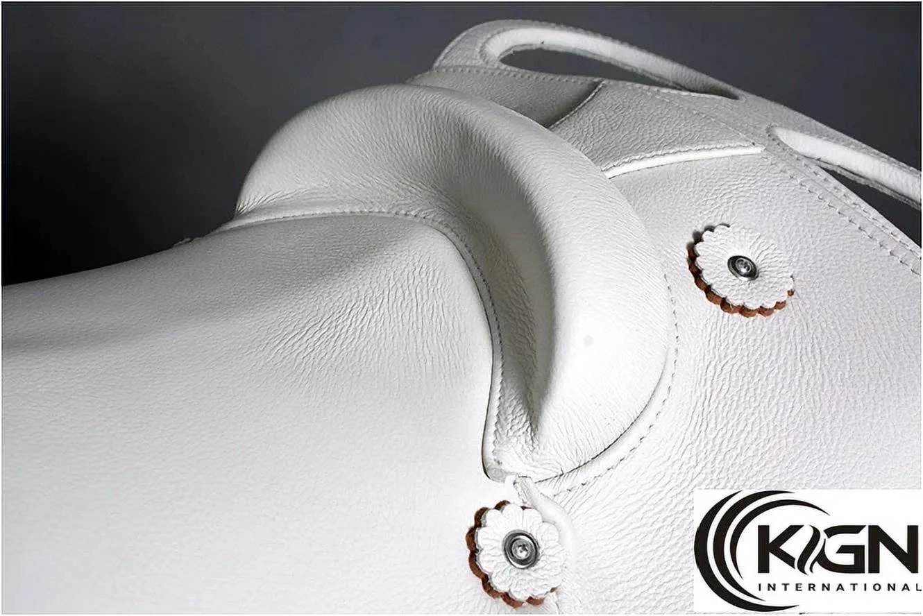 Leather Barrel Racing Horse Saddle, White(16") - Image 4