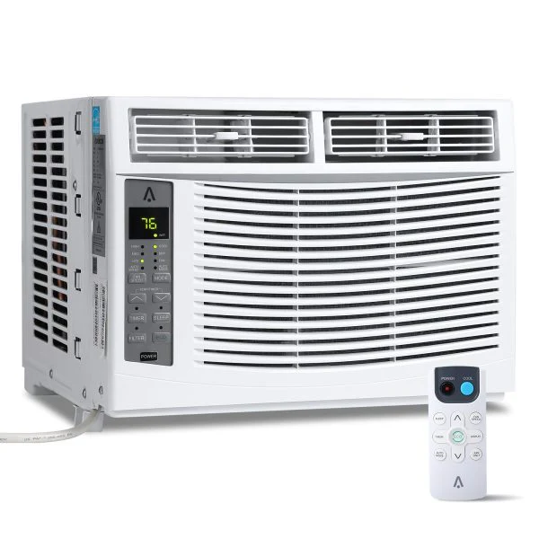 Climatiseur de fenêtre avec filtre réutilisable et commandes, 6000 BTU 115V~, convient pour une surface de 250 pieds carrés