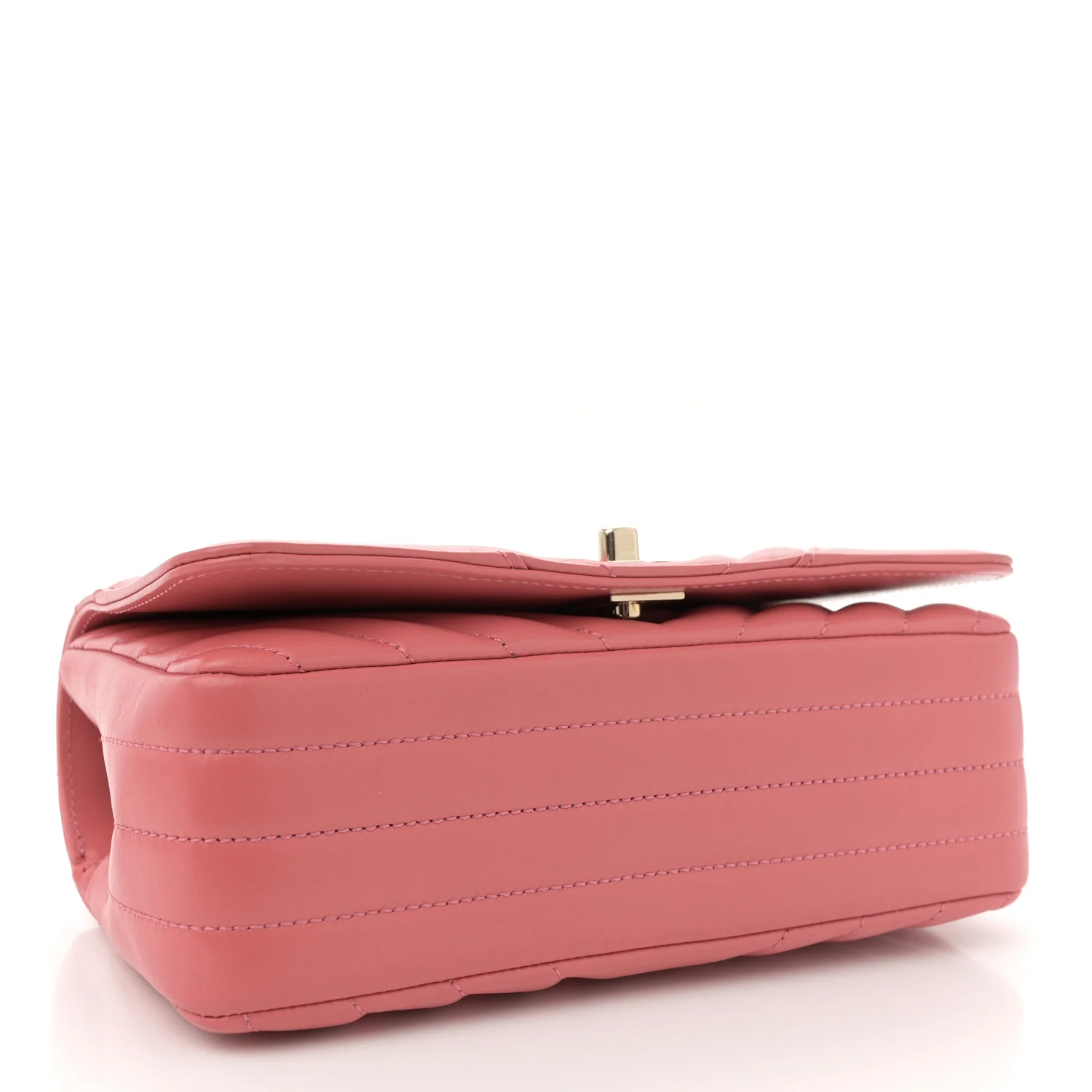 Calfskin Chevron Quilted Mini Statement Flap Pink