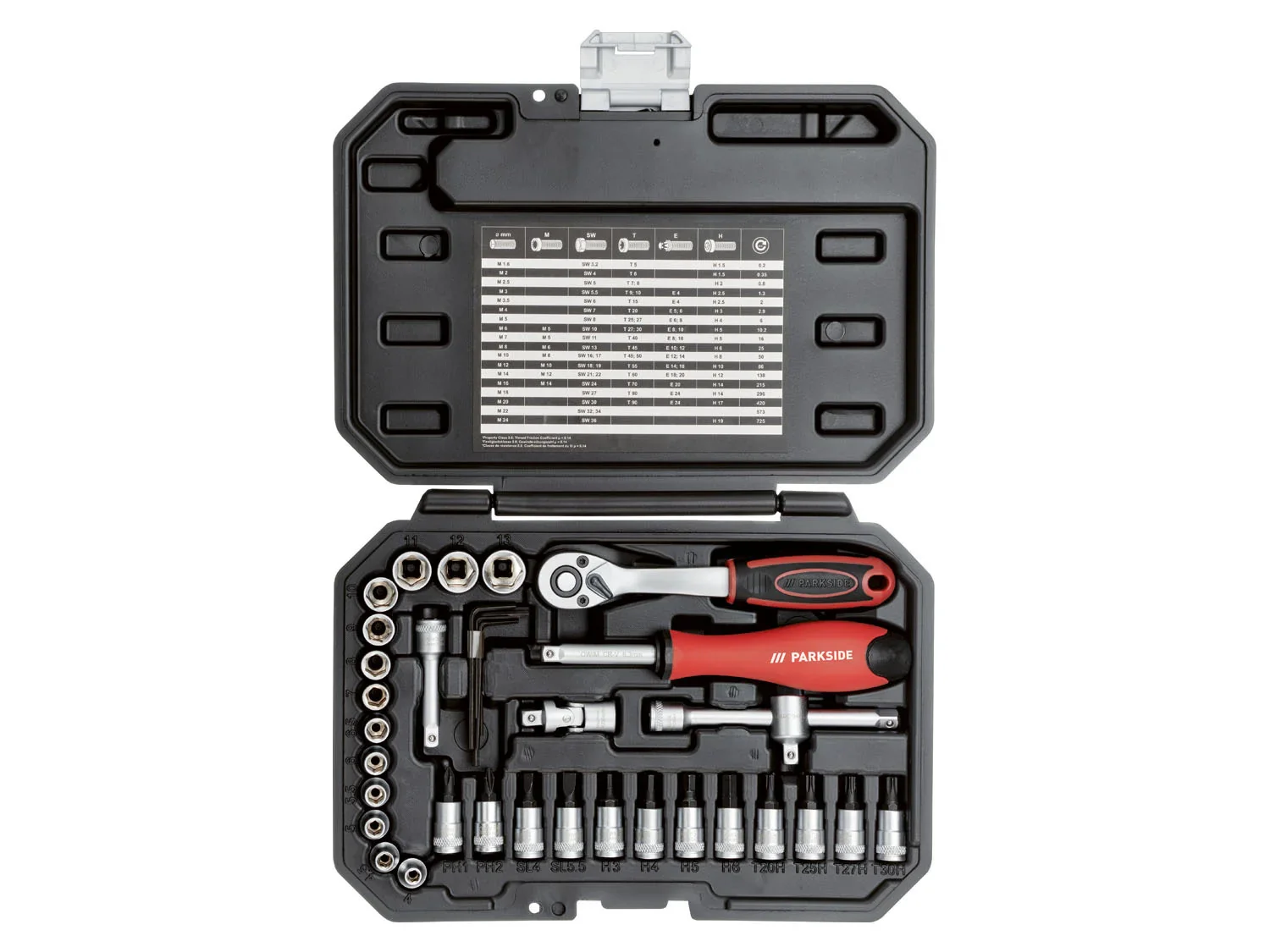 PARKSIDE Set de douilles et d'embouts, 36 pices