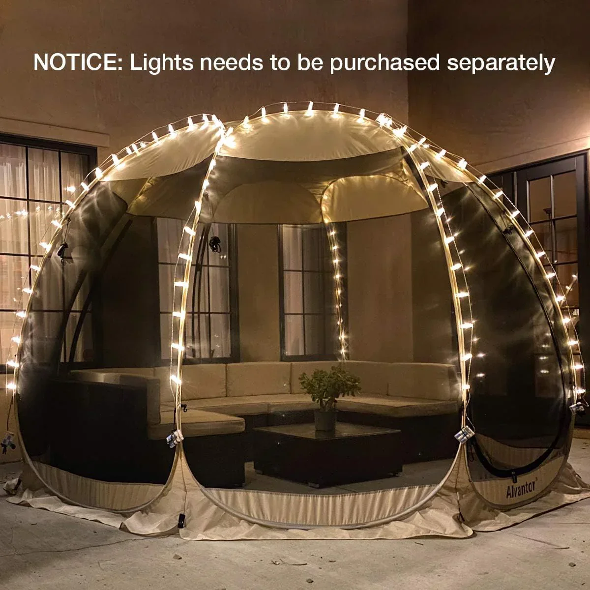 Gazebo moustiquaire pouvant accueillir 6, 10 ou 15 personnes. Tente de style igloo avec moustiquaire latérale. Idéal