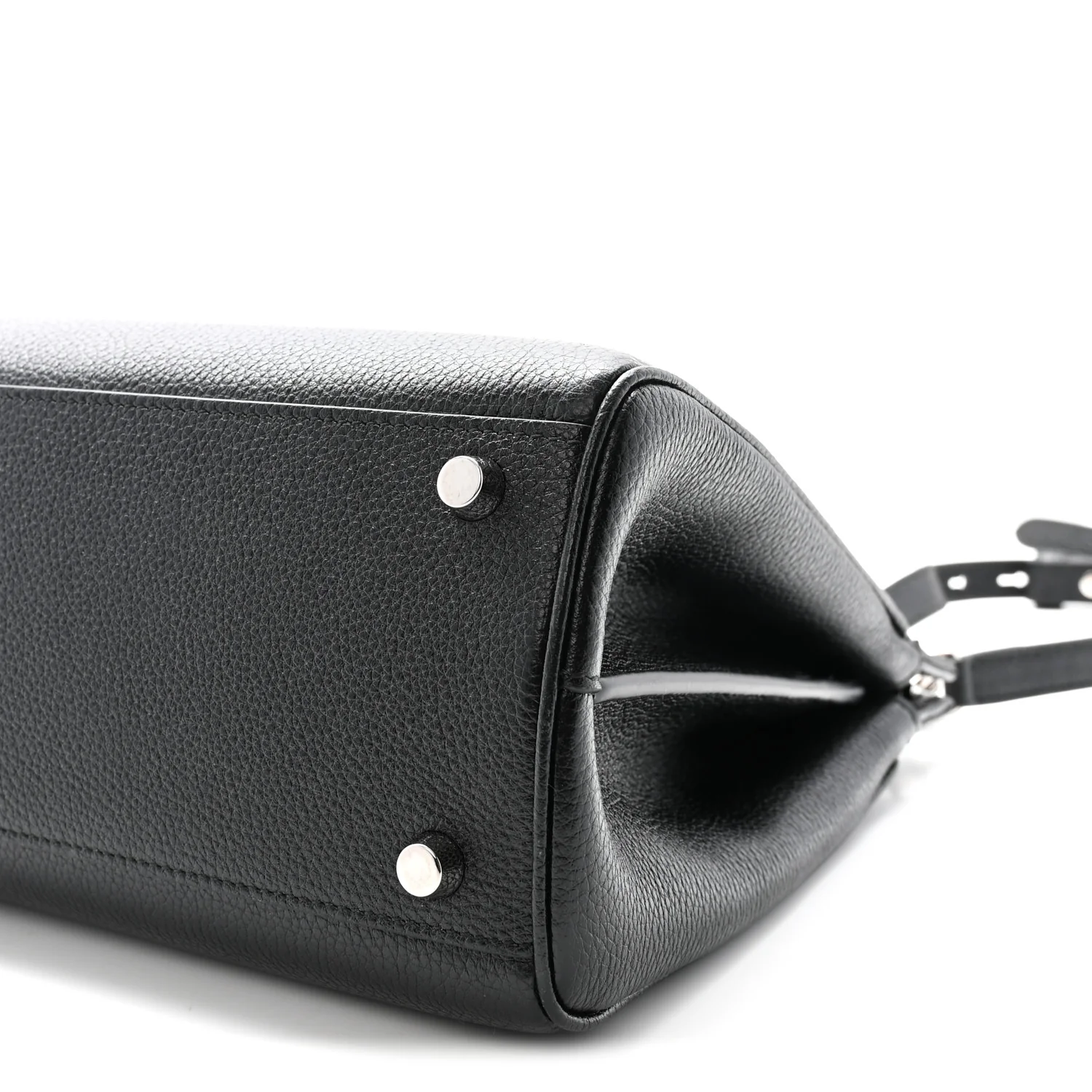 Grainy Calfskin Small Zumi Top Handle Bag Black