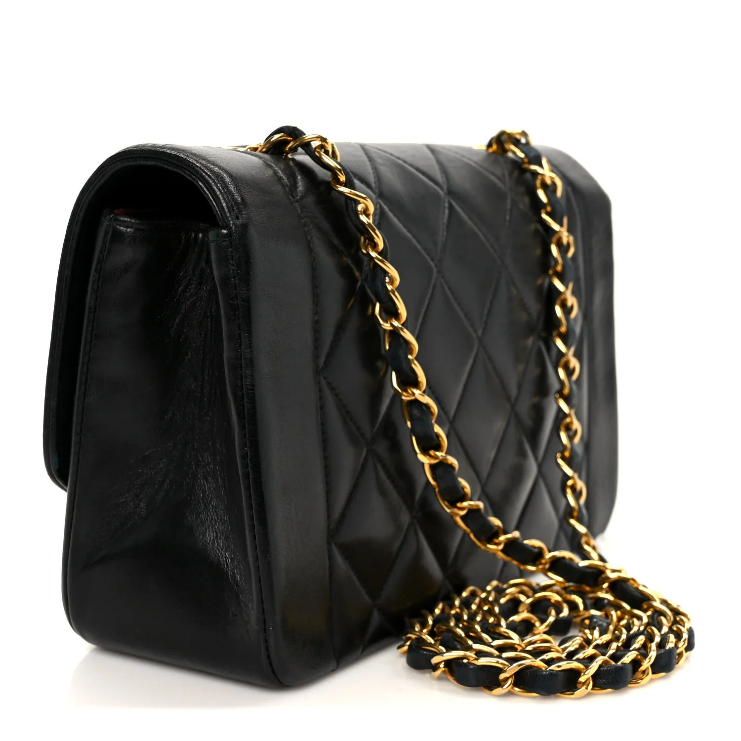 Lambskin Quilted Small Single Flap Black